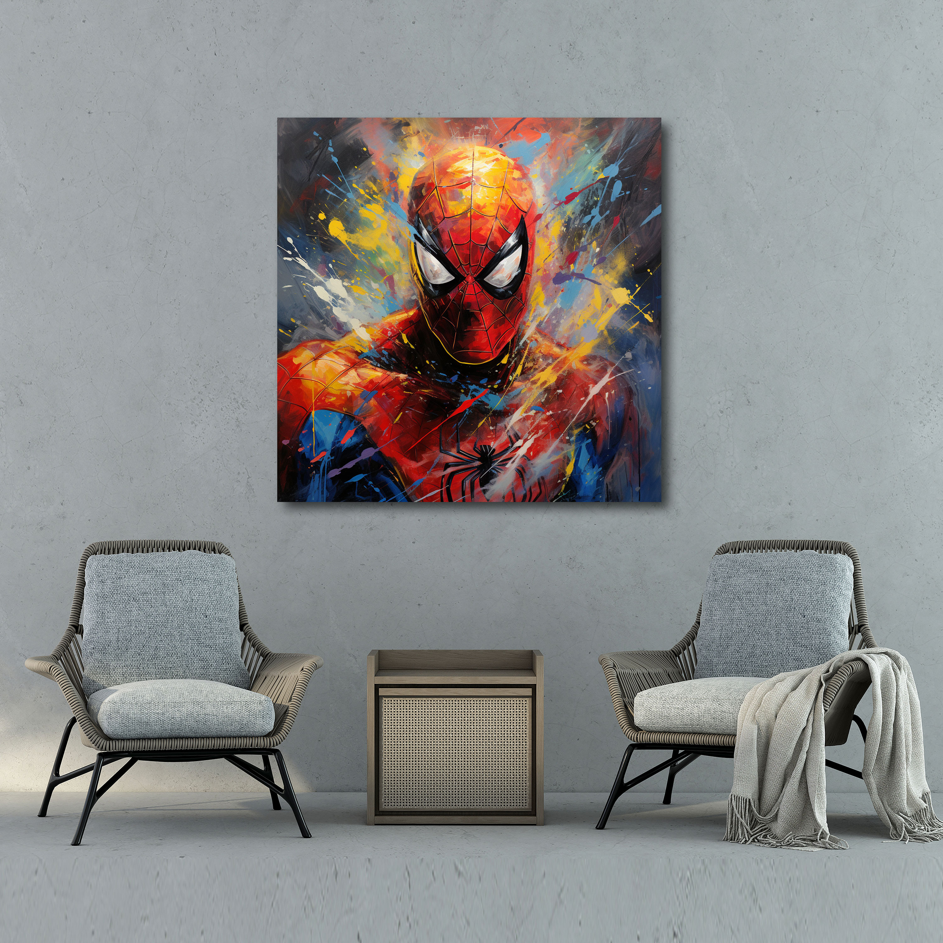 Spiderman Canvas Print - Abstract Wall Art - Spiderman, Abstract, Wall Decoration, Dynamic Brushstrokes
