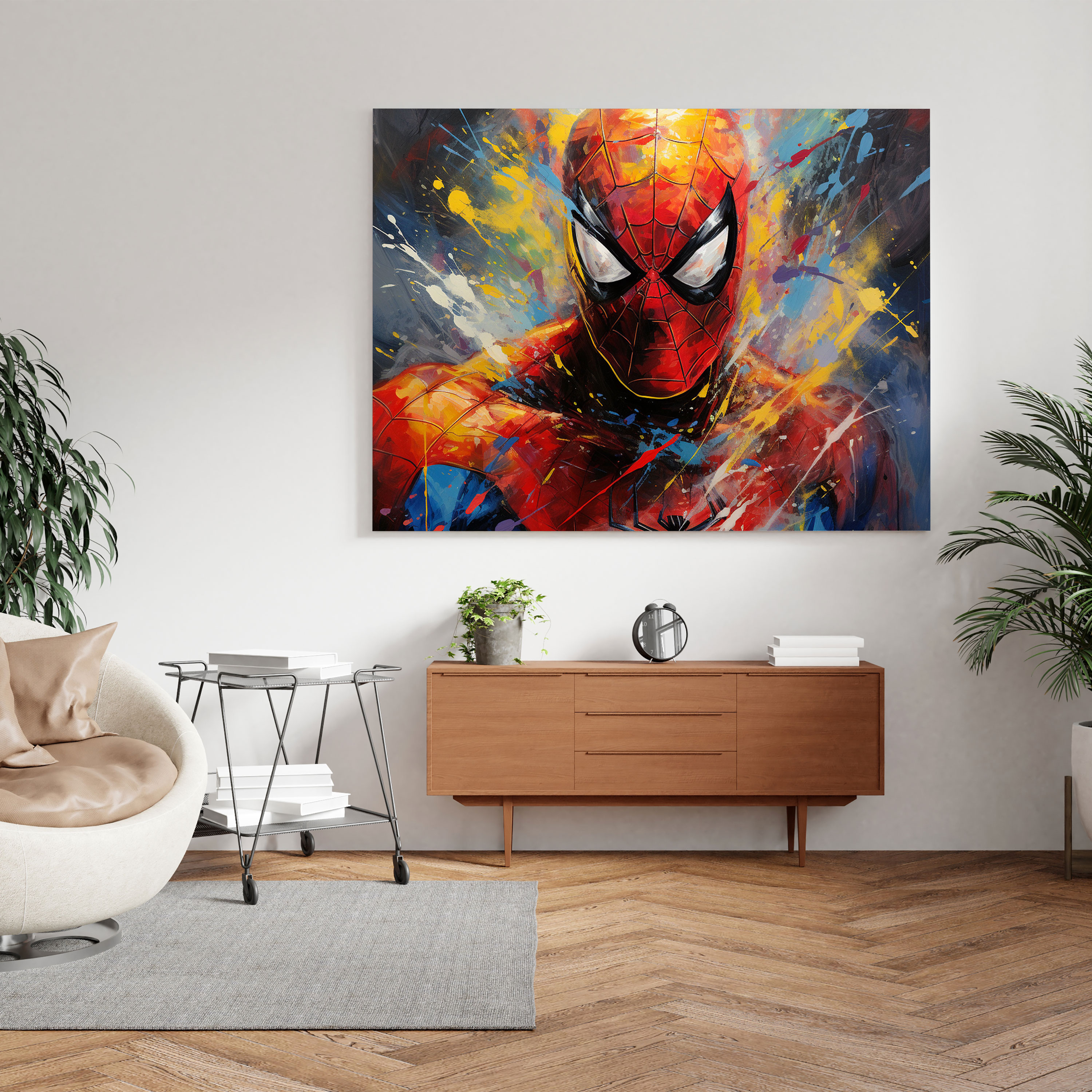 Spiderman Canvas Print - Abstract Wall Art - Spiderman, Abstract, Wall Decoration, Dynamic Brushstrokes