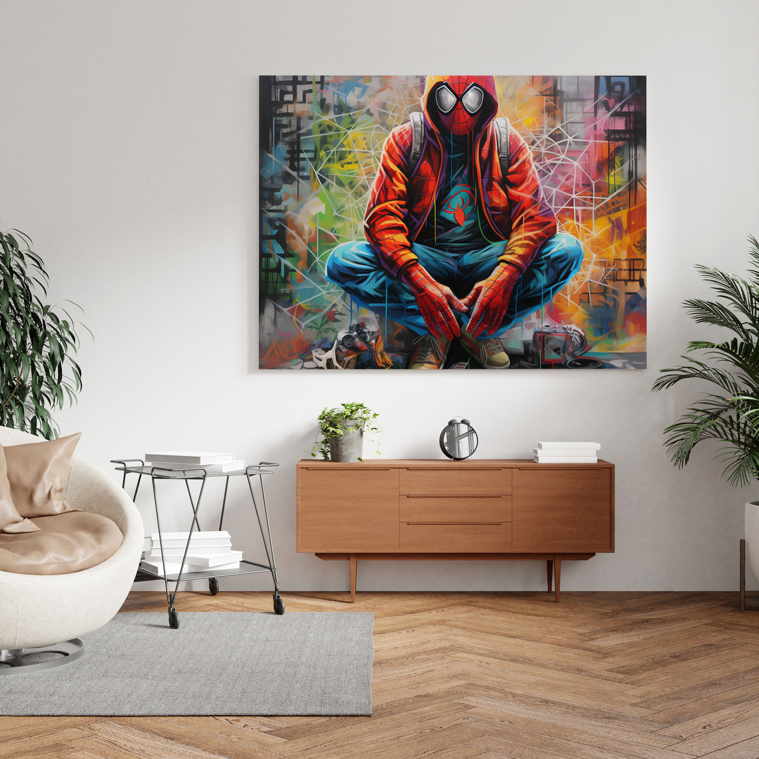 Spiderman Leinwandbild - Urbanes Graffiti Wandkunst - Spiderman Leinwandbild Wohnkultur Straßenkunst