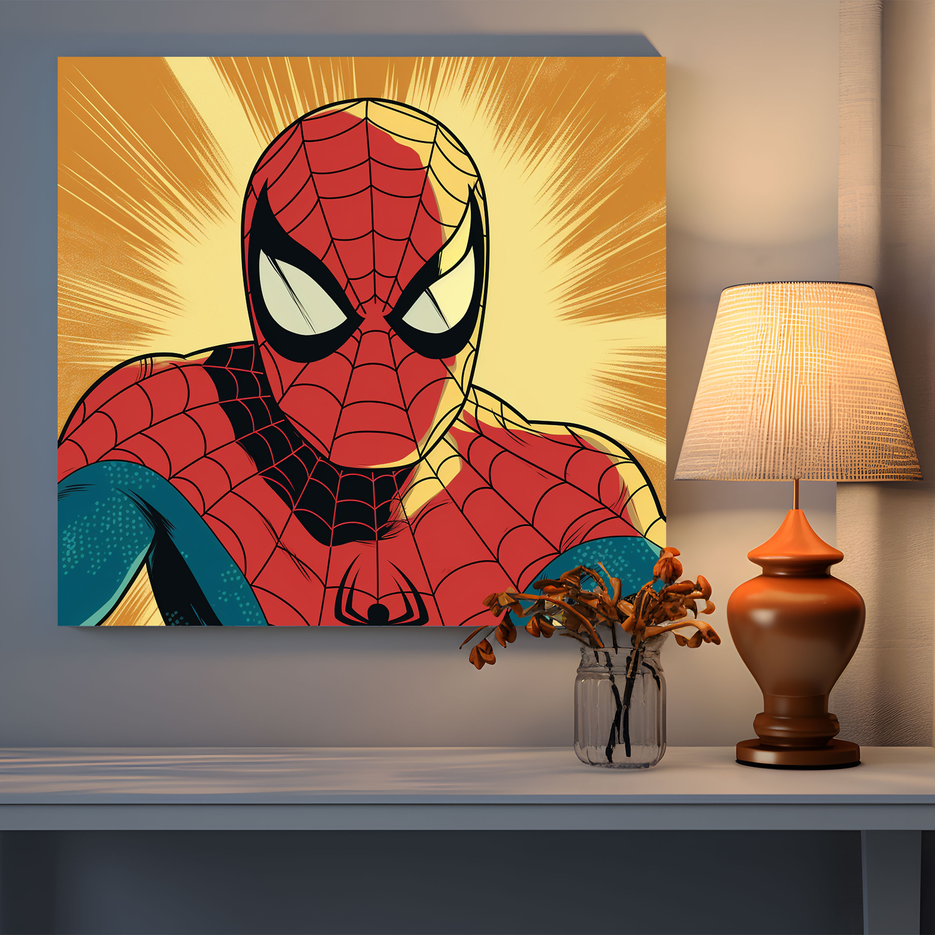 Spiderman Canvas Print - Retro Comic Book Wall Art - Spiderman, Canvas, Canvas Print, Retro
