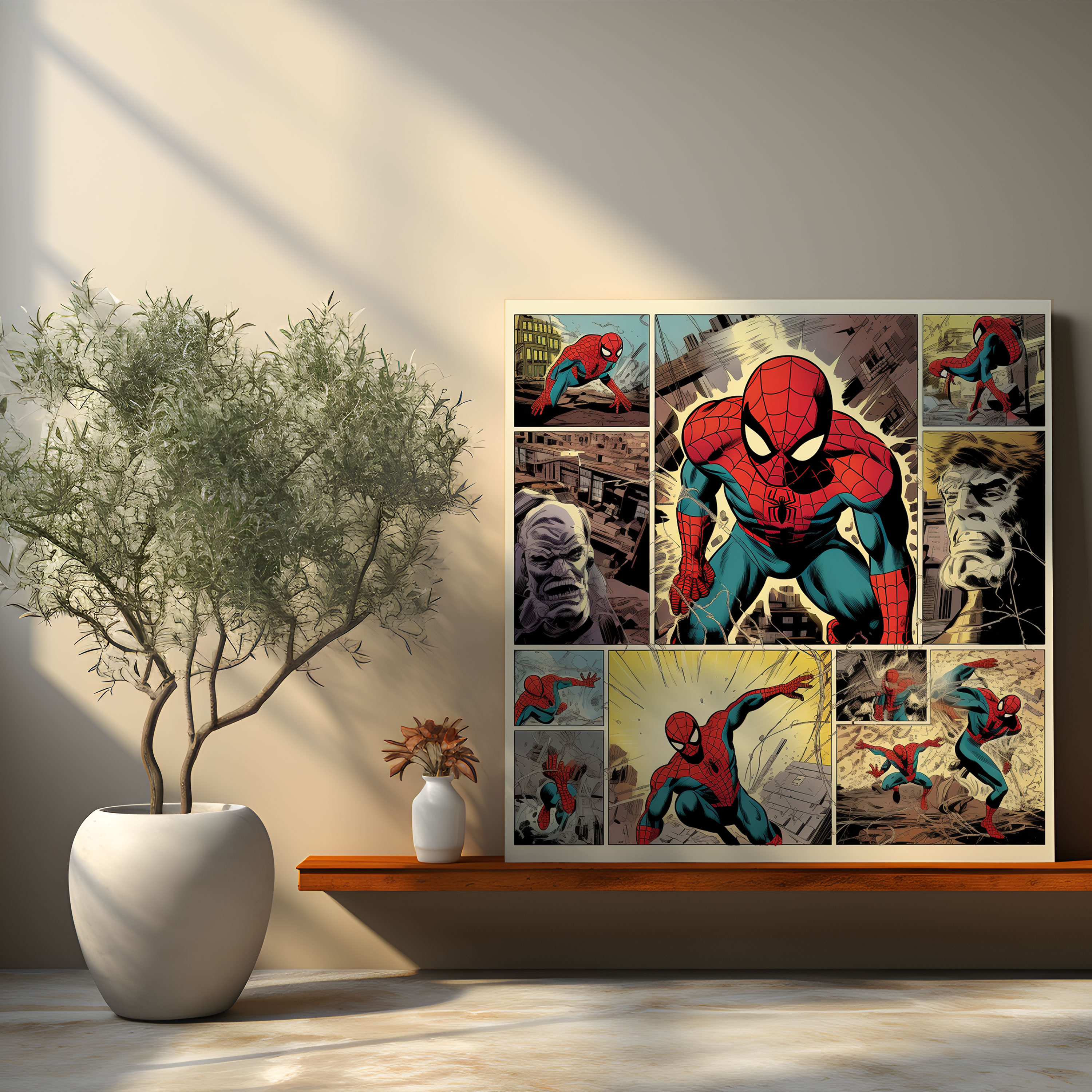 Spiderman Canvas Print - Comic Strip Wall Art - Spiderman, Web-Slinging Hero, Canvas Wall Art, Memorable Moments