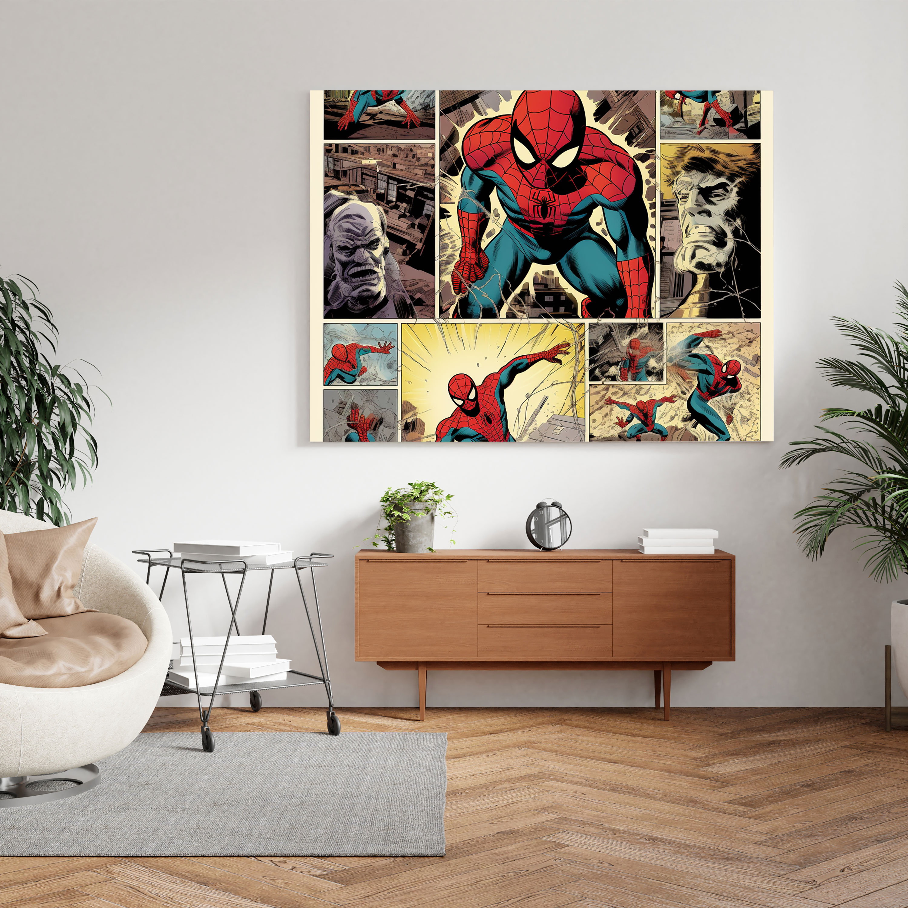 Spiderman Canvas Print - Comic Strip Wall Art - Spiderman, Web-Slinging Hero, Canvas Wall Art, Memorable Moments