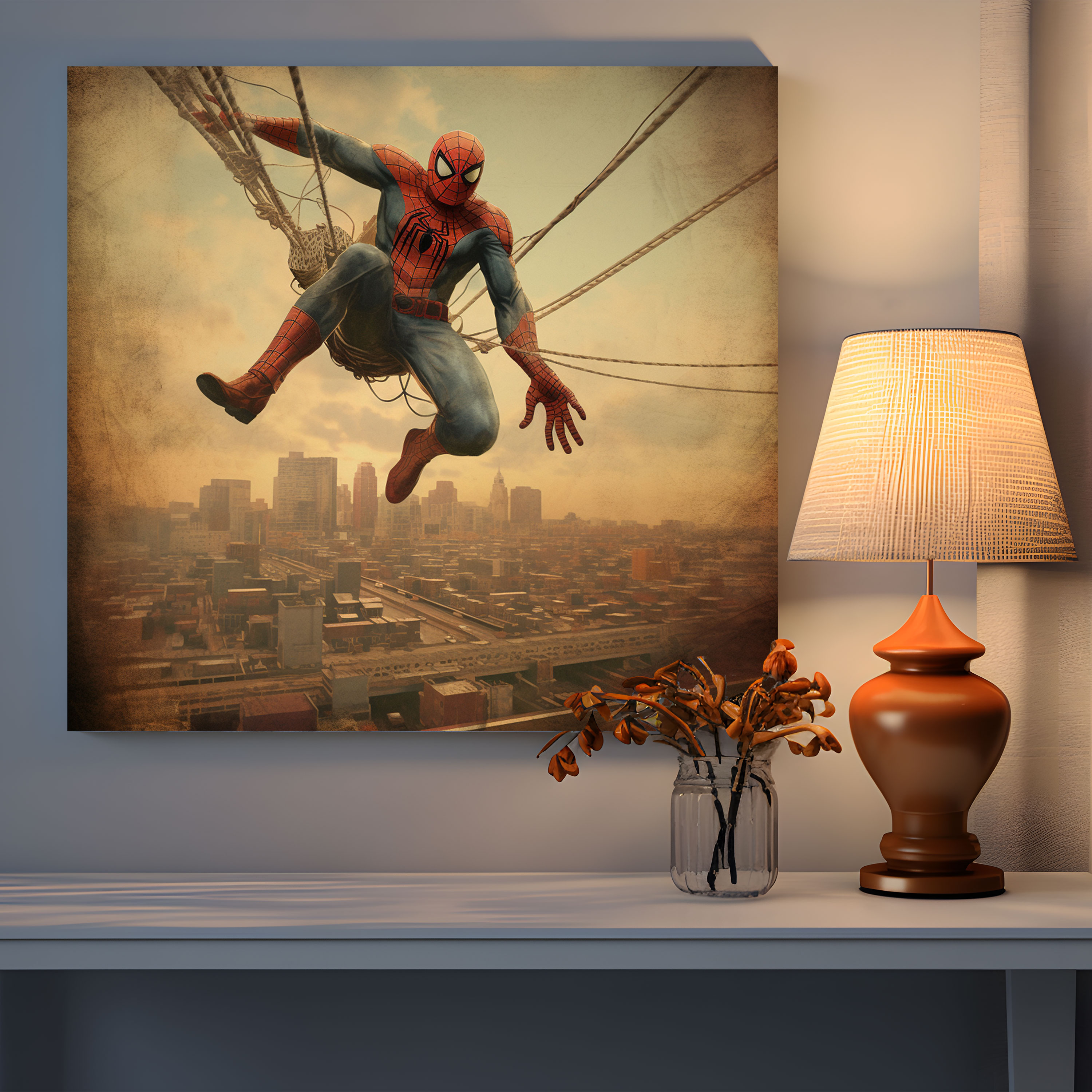 Spiderman Retro Wall Art - Spiderman, Wall Decoration, Canvas Wall Art, Home Decoration