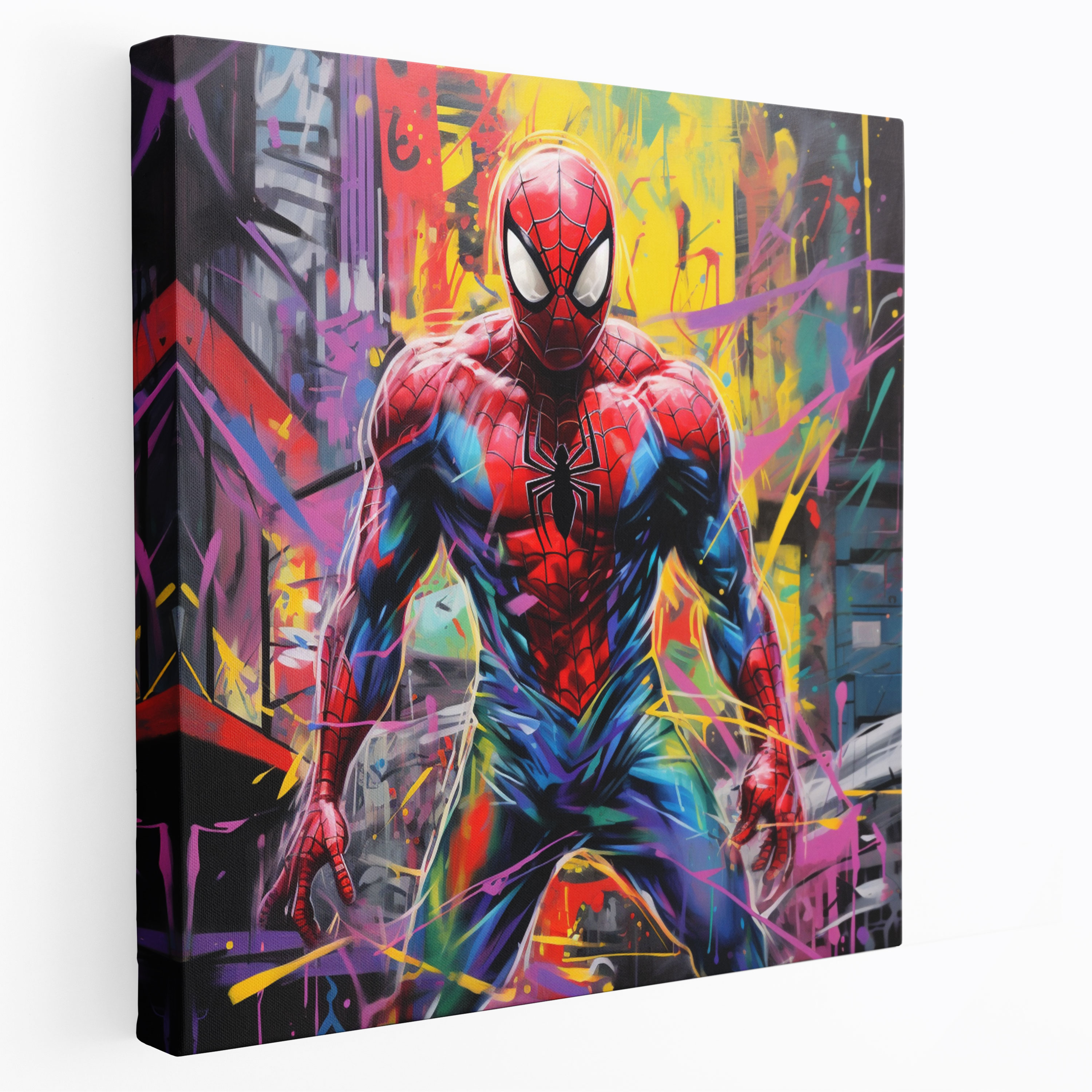 Spiderman Leinwandbild - Spiderman Graffiti-Stil Wohn-Dekoration Wanddeko