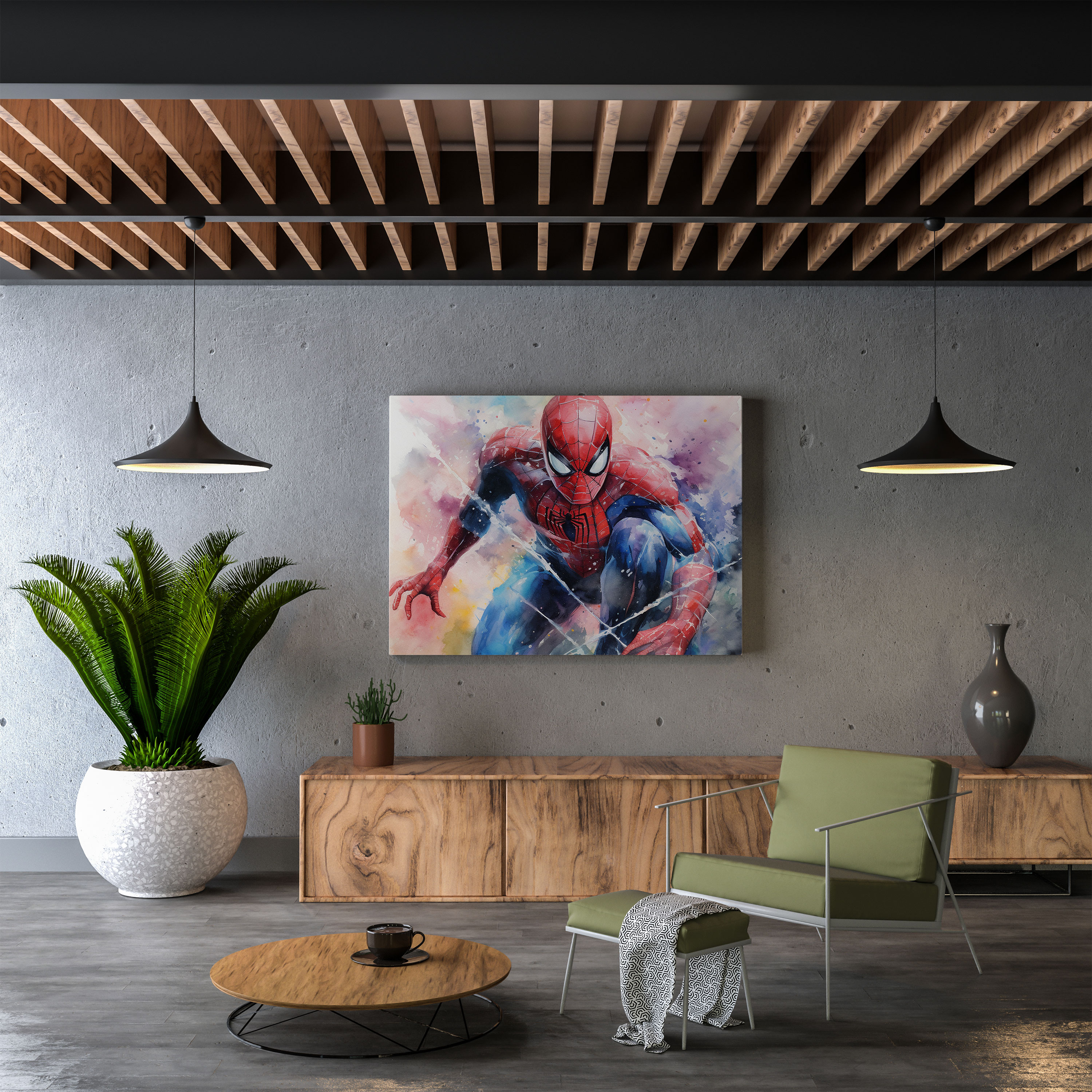 Spiderman Canvas Wall Art - Spiderman, Heroic Pose, Dreamy, Soft Colors