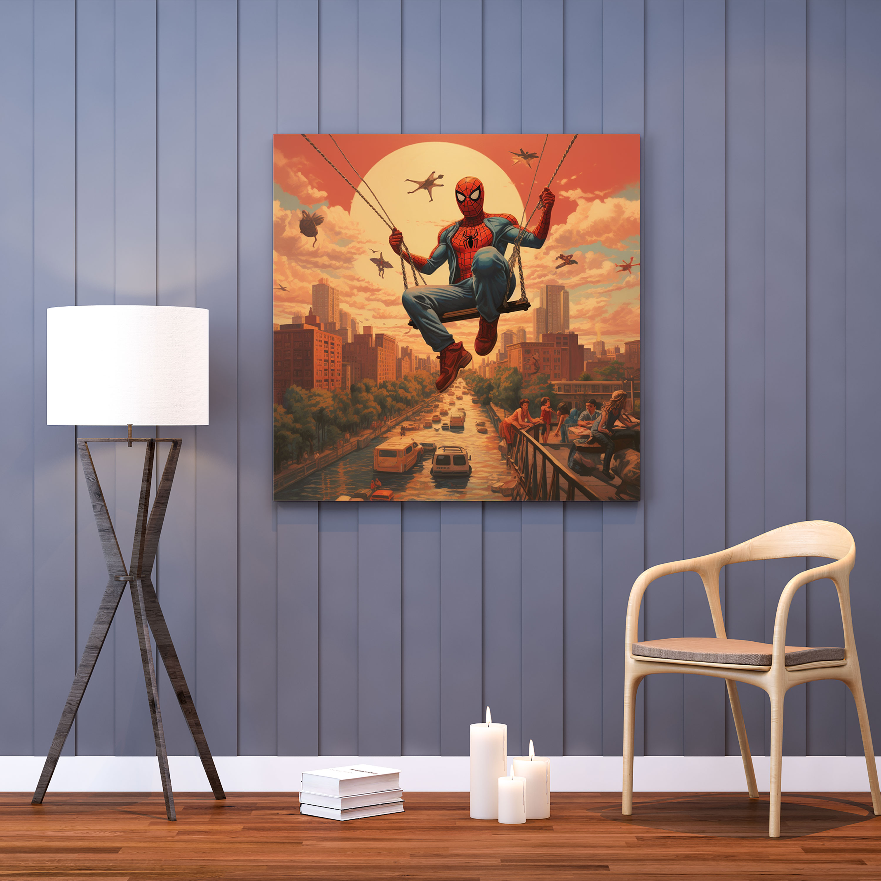 Spiderman Retro Canvas Print - Spiderman, Wall Art, Canvas Print, Retro Style