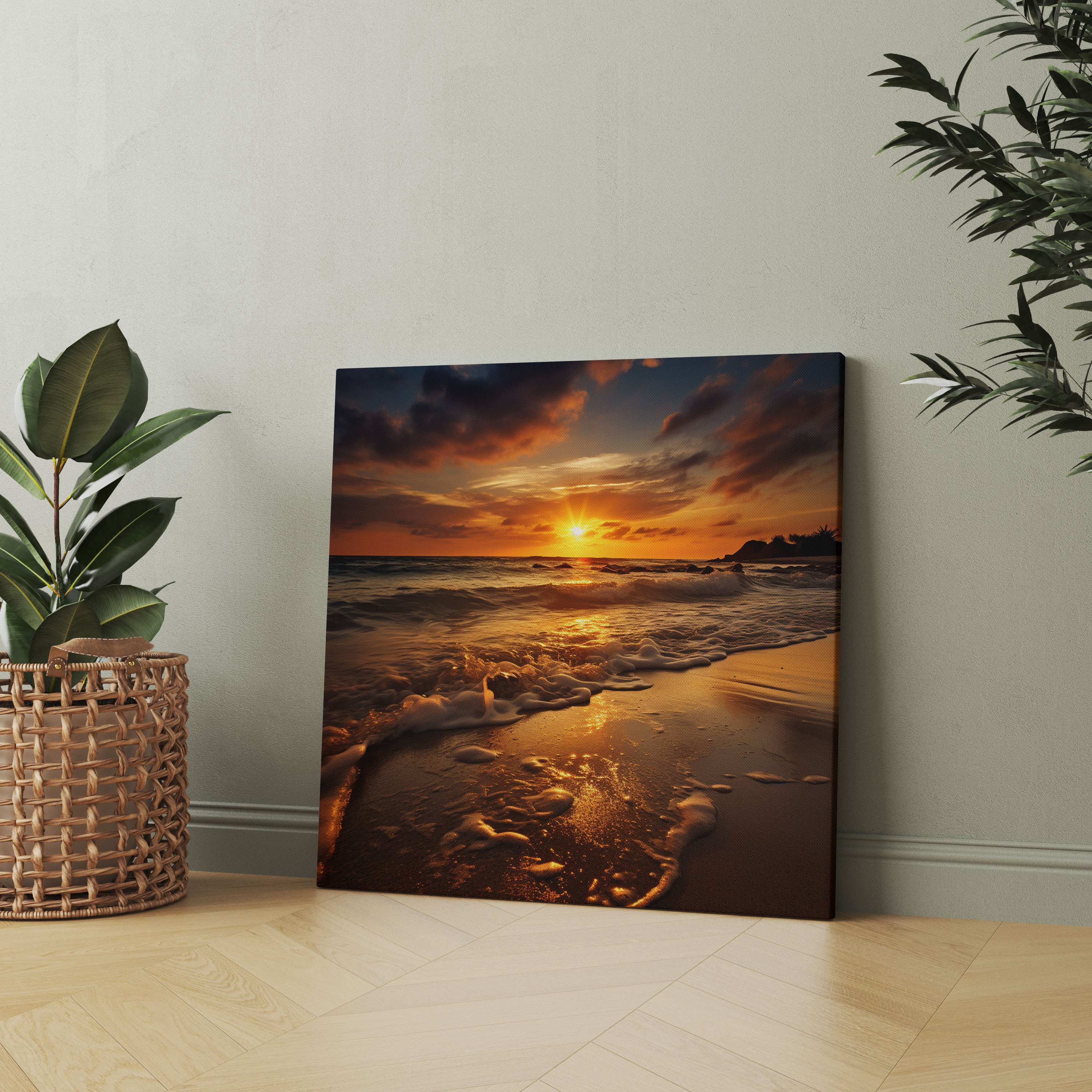Serenity Spiritual Canvas Print - Spiritual, Wall Art, Tranquil Ambiance, Golden Glow