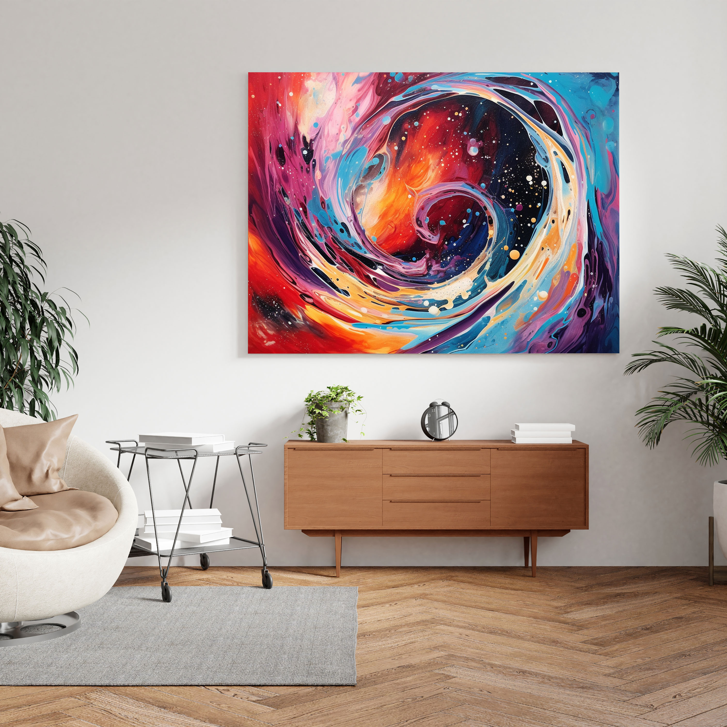 Spiritual Wall Art: Cosmic Connections - Spiritual, Wall Decoration, Swirling Colors, Positive Energy