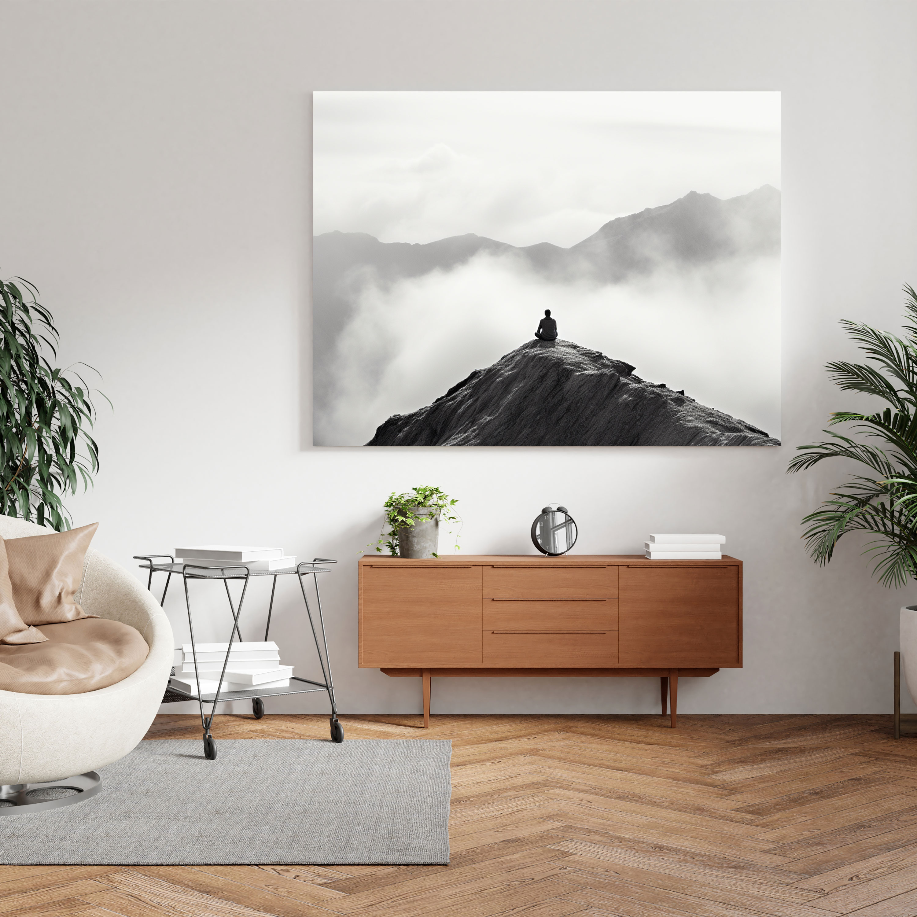 Spiritual Canvas Print: Meditating Figure - Spiritual, Home Decoration, Canvas, Minimalist Photograph