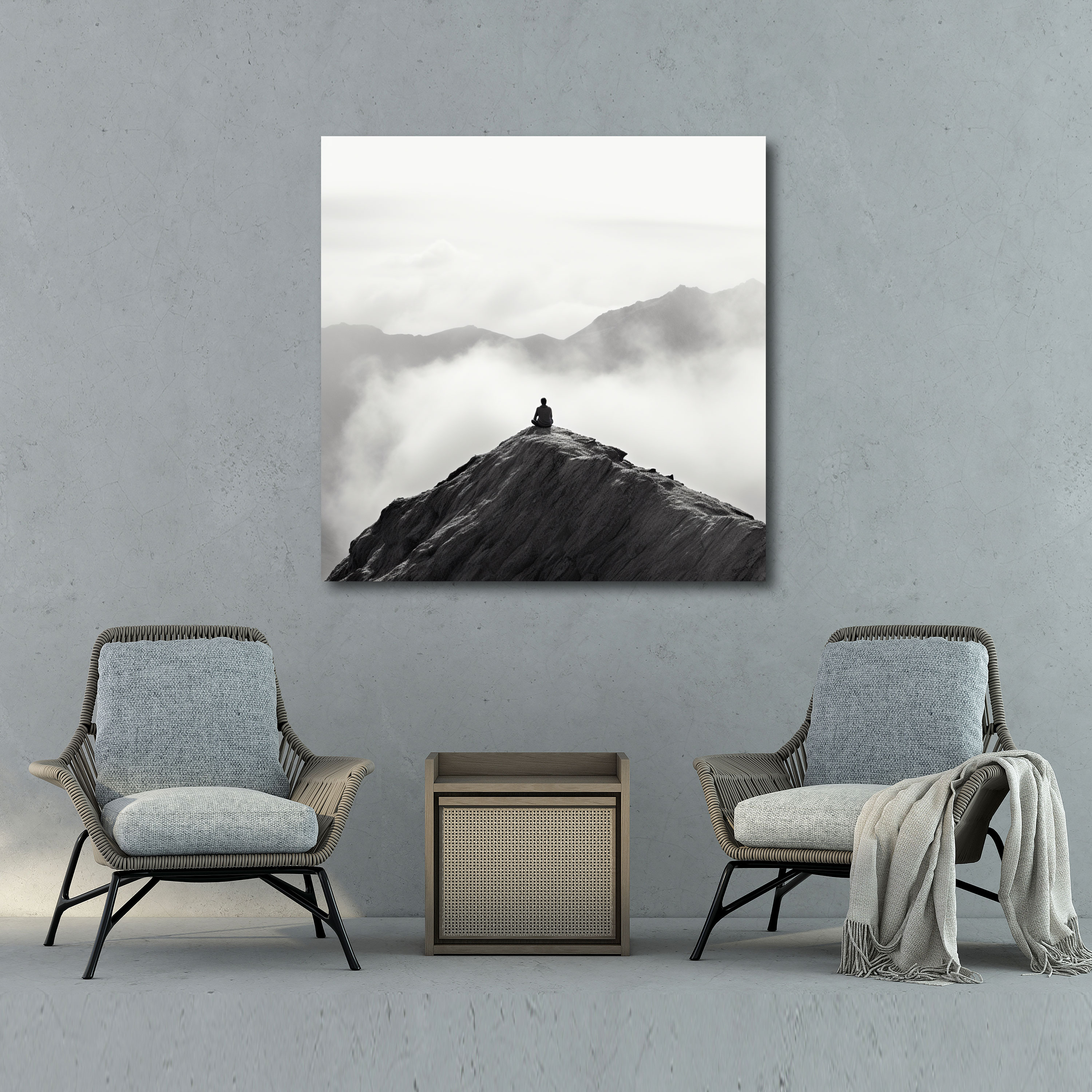 Spiritual Canvas Print: Meditating Figure - Spiritual, Home Decoration, Canvas, Minimalist Photograph