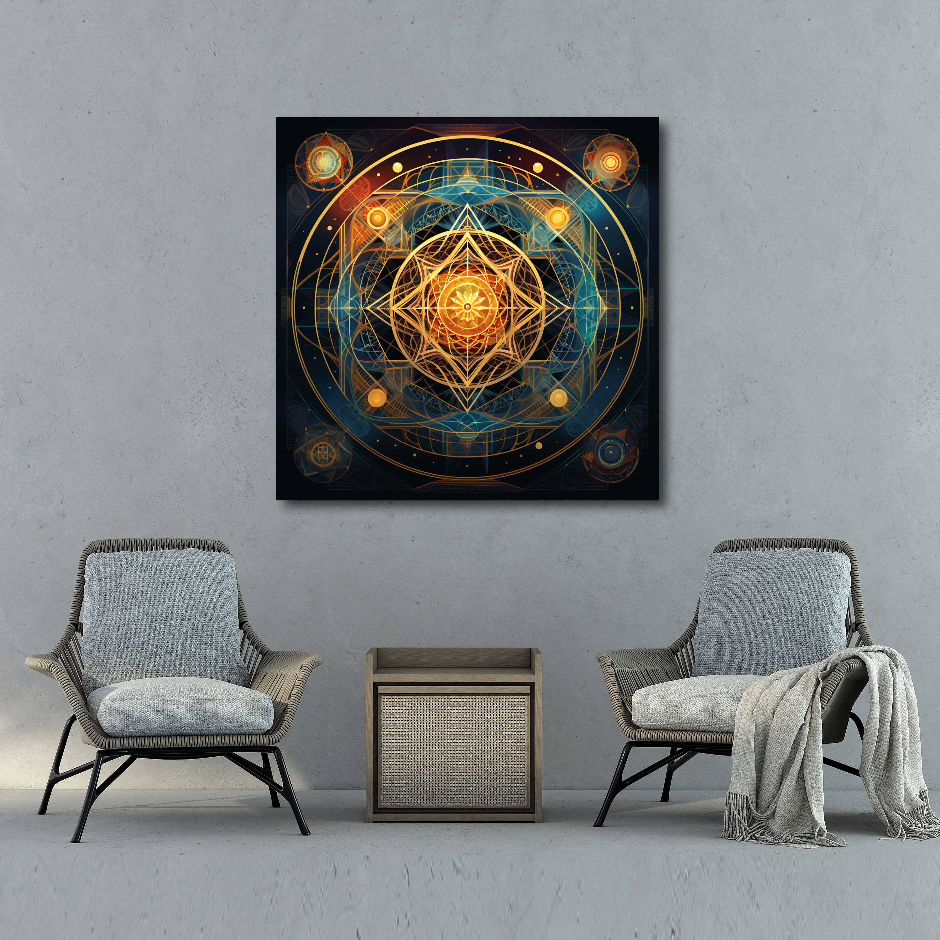 Spiritual Wall Decoration: Sacred Geometry - Spiritual, Canvas Wall Art, Spiritual Interconnectedness, Canvas Print