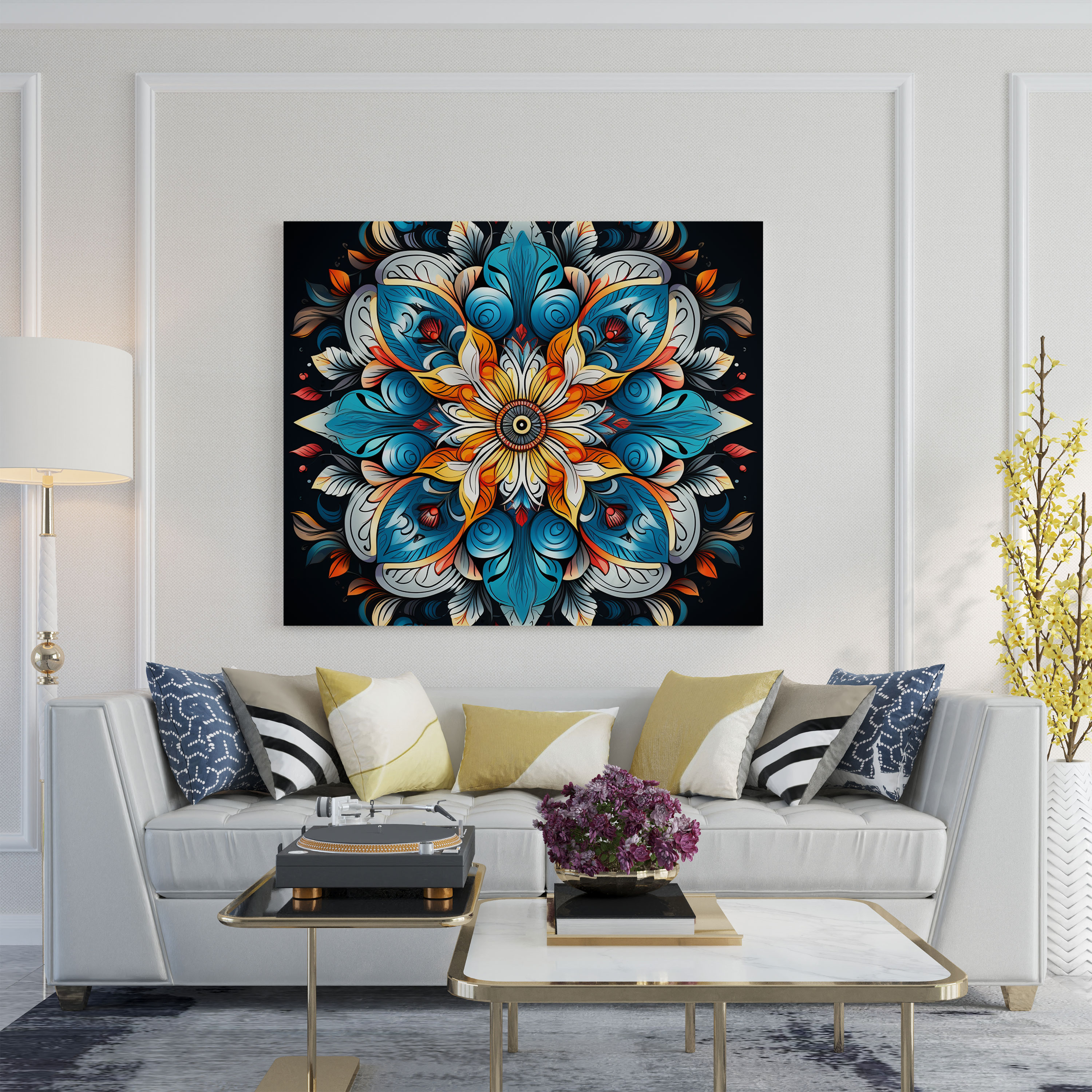 Spiritual Wall Art - Hand-Drawn Mandala Design Canvas Print - Spiritual, Spiritual, Wall Art, Wall Decoration