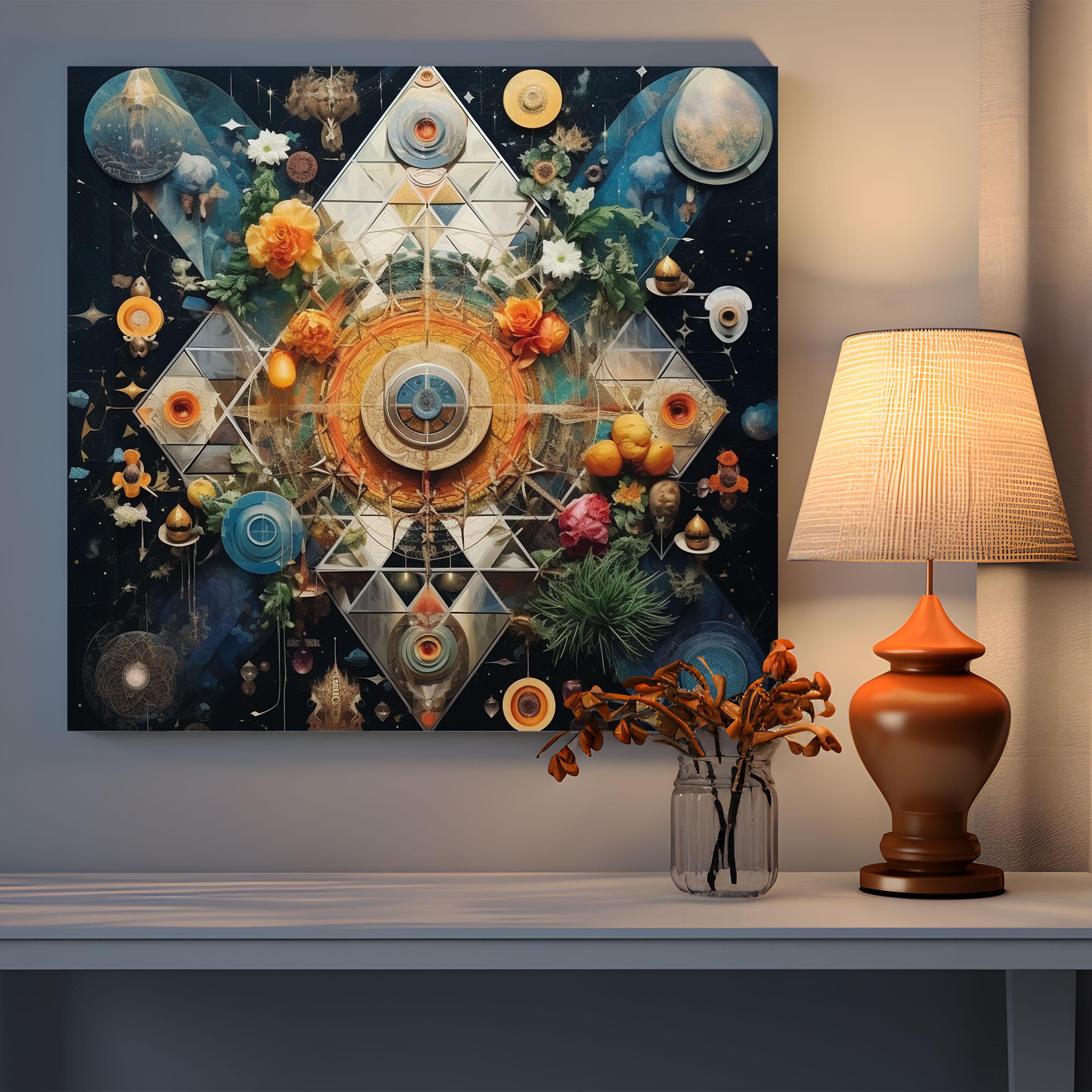 Spiritual Wall Art - Sacred Symbols Collage Canvas Print - Spiritual, Sacred Symbols, Collage Artwork, Canvas Print