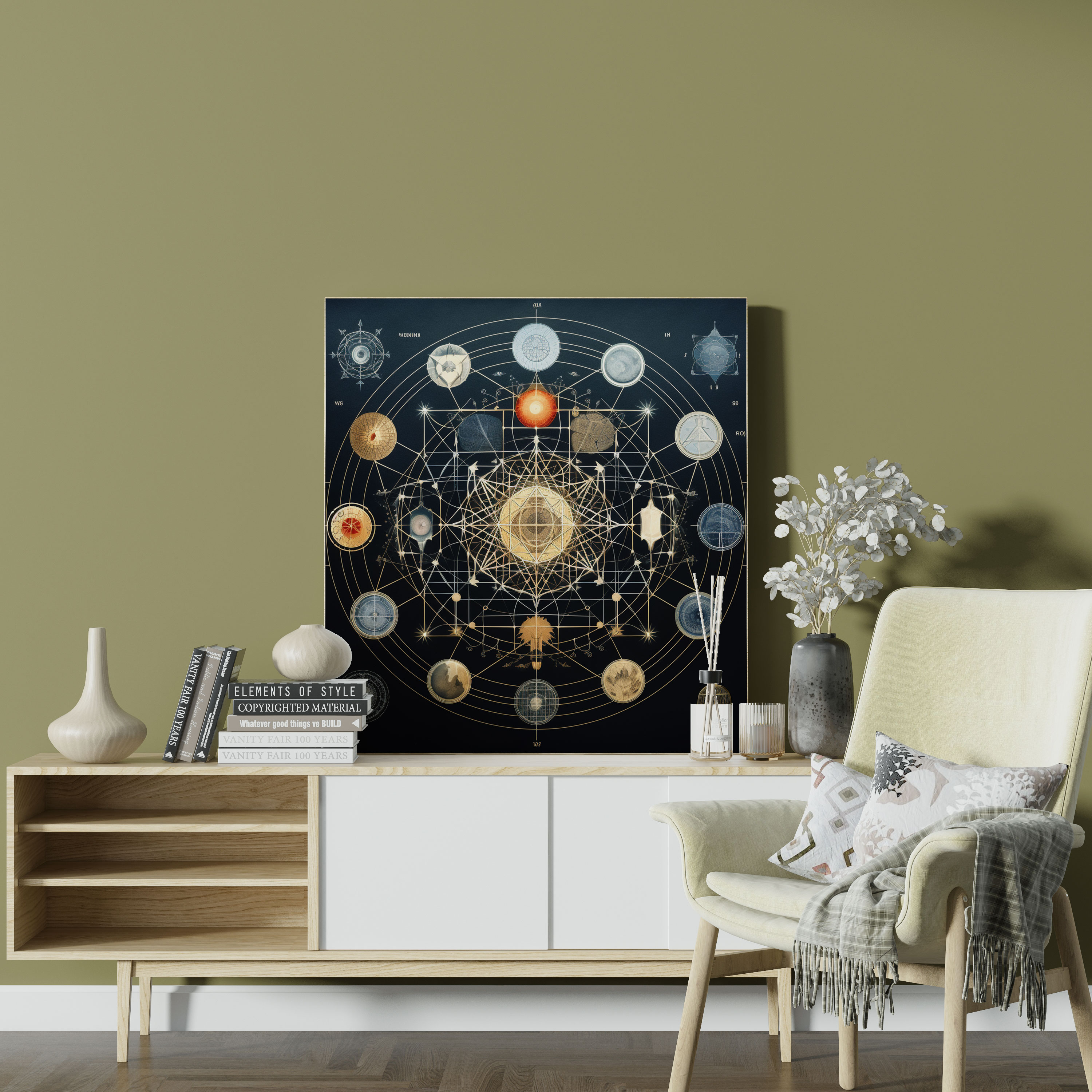 Sacred Geometry Canvas Print - Spiritual, Cosmic Wisdom, Canvas, Intricate Harmony