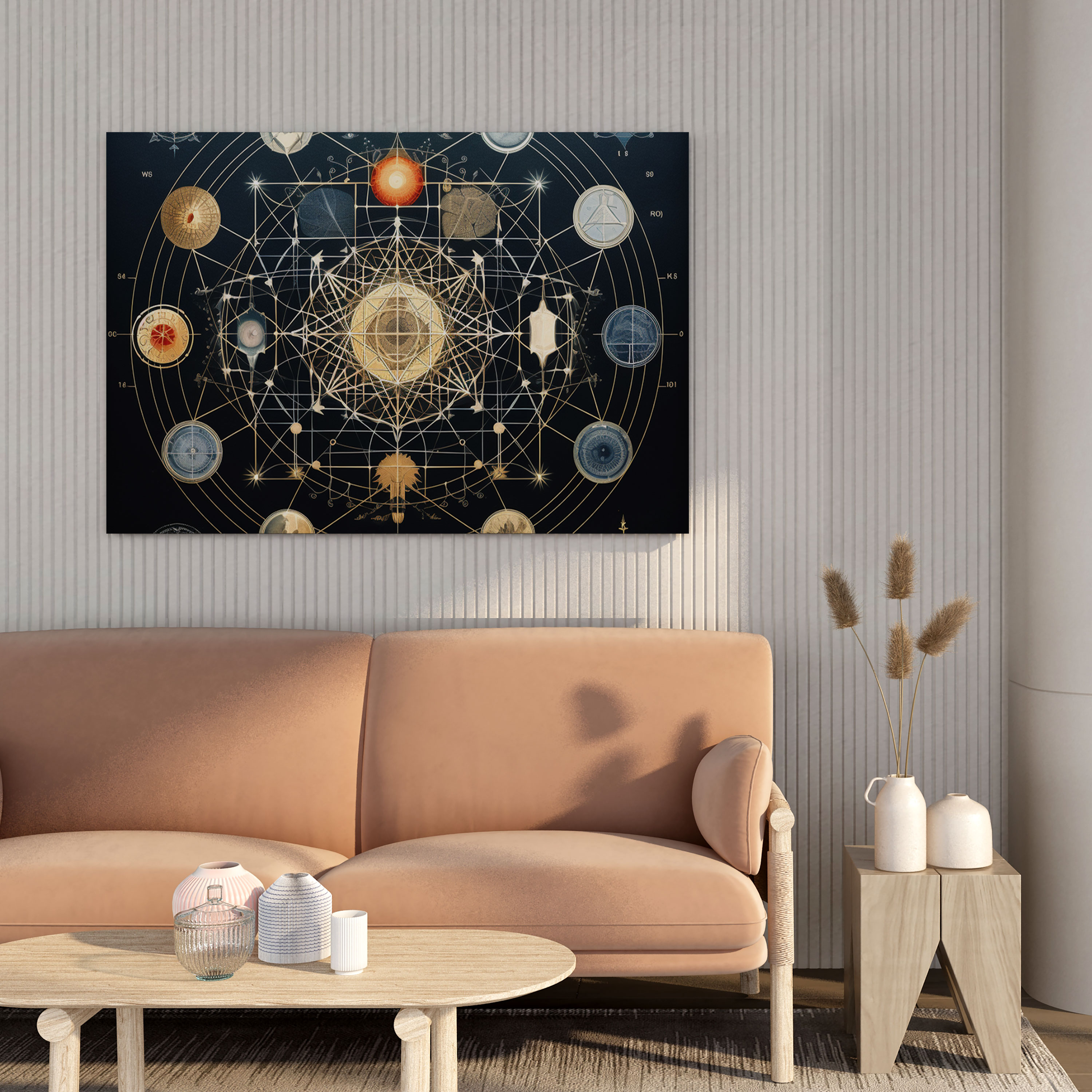 Sacred Geometry Canvas Print - Spiritual, Cosmic Wisdom, Canvas, Intricate Harmony