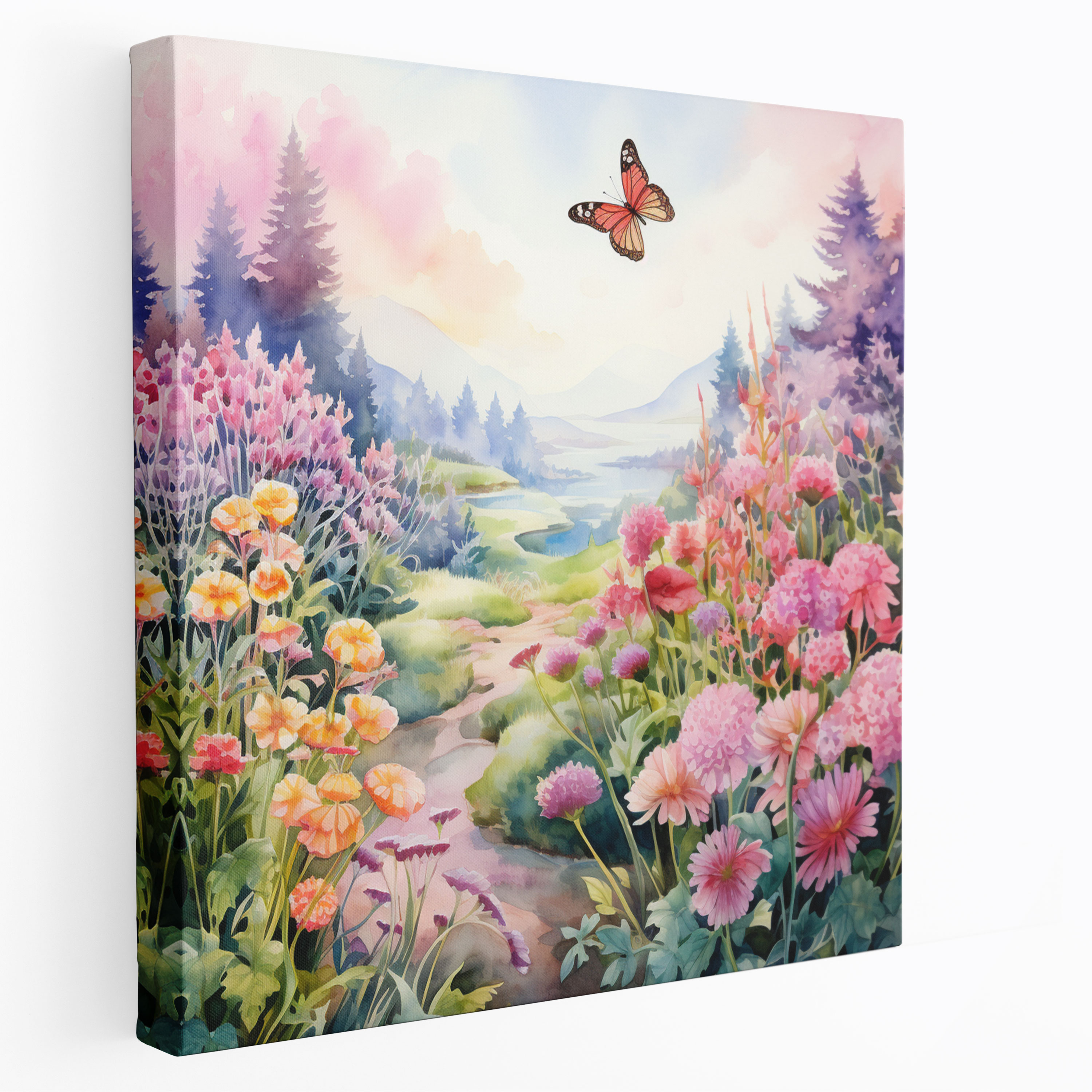 Spiritual Garden Wall Art - Spiritual, Watercolor Illustration, Blooming Flowers, Wall Decoration