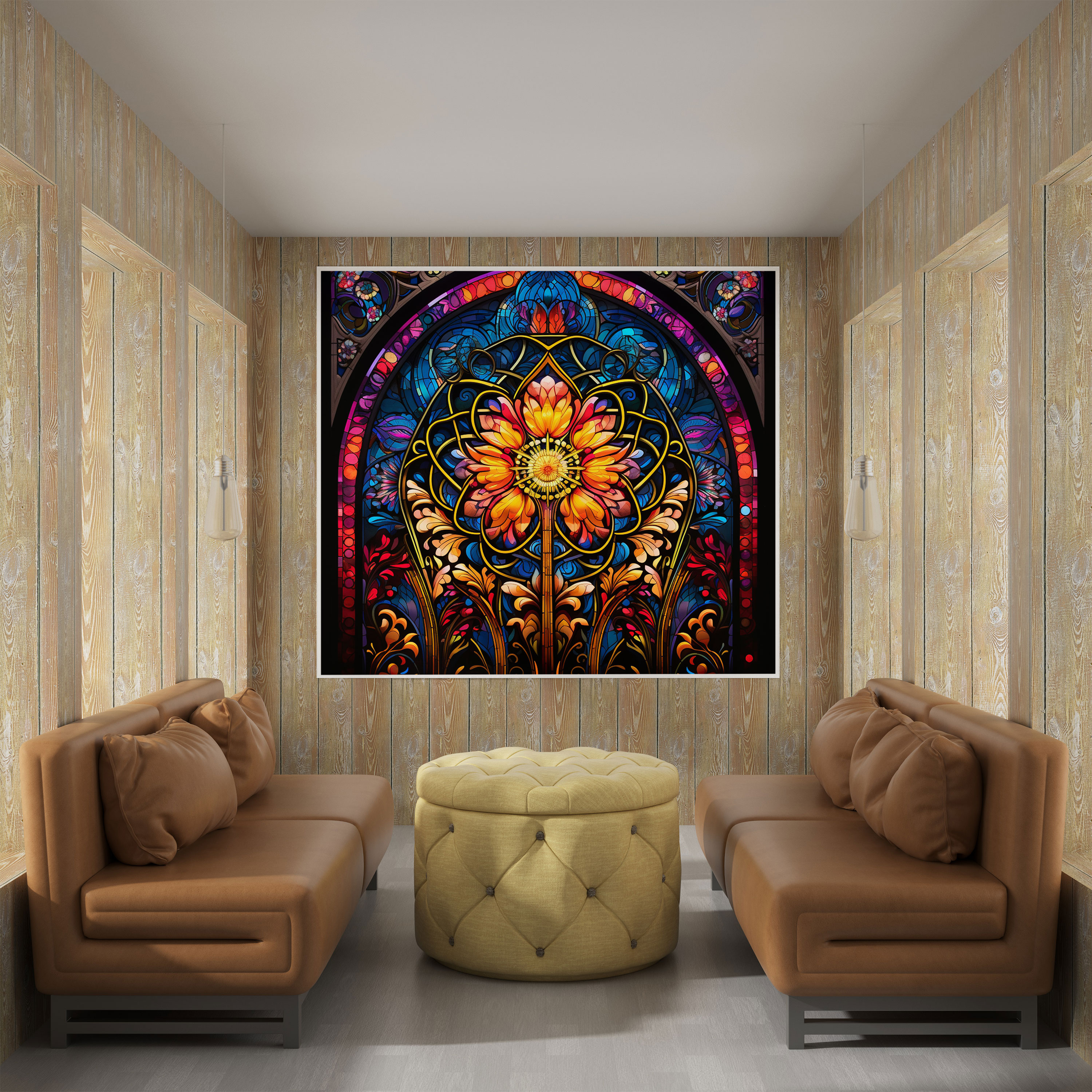 Spiritual Stained Glass Wall Art - Spiritual, Canvas, Vibrant Design, Home Decoration