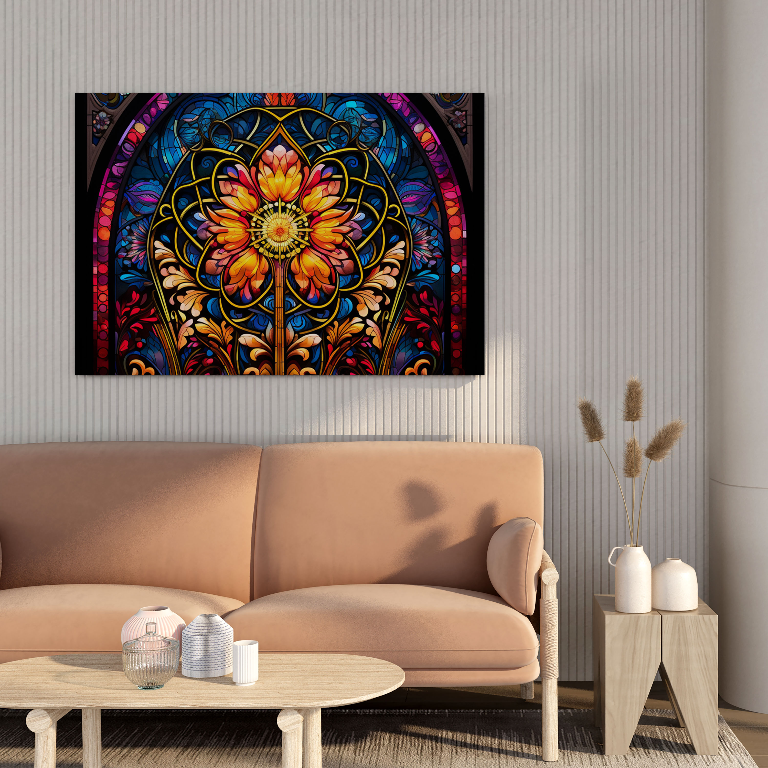 Spiritual Stained Glass Wall Art - Spiritual, Canvas, Vibrant Design, Home Decoration