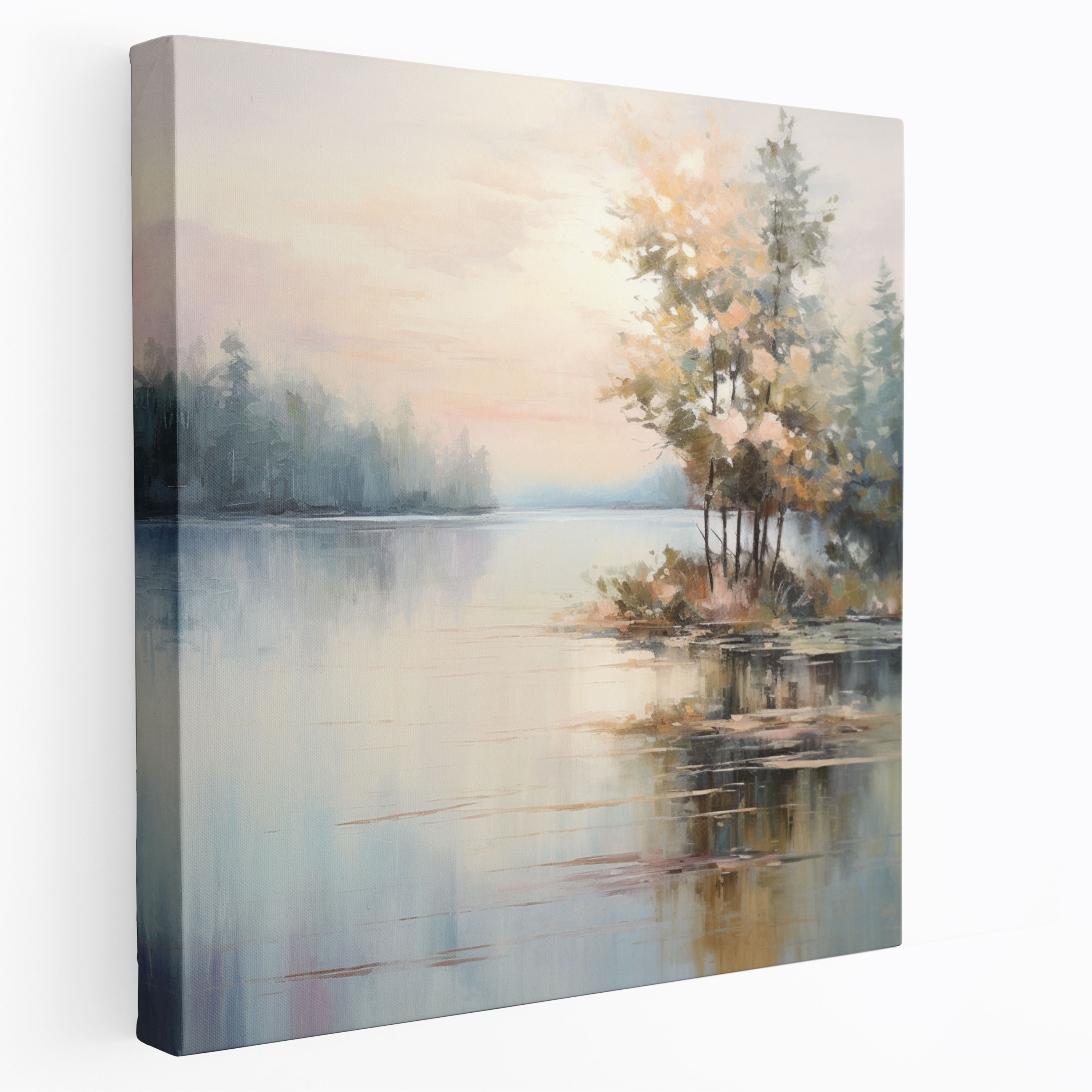 Spiritual Wall Decoration - Impressionist Lakeside Canvas Print - Spiritual, Spiritual, Home Decoration, Wall Art