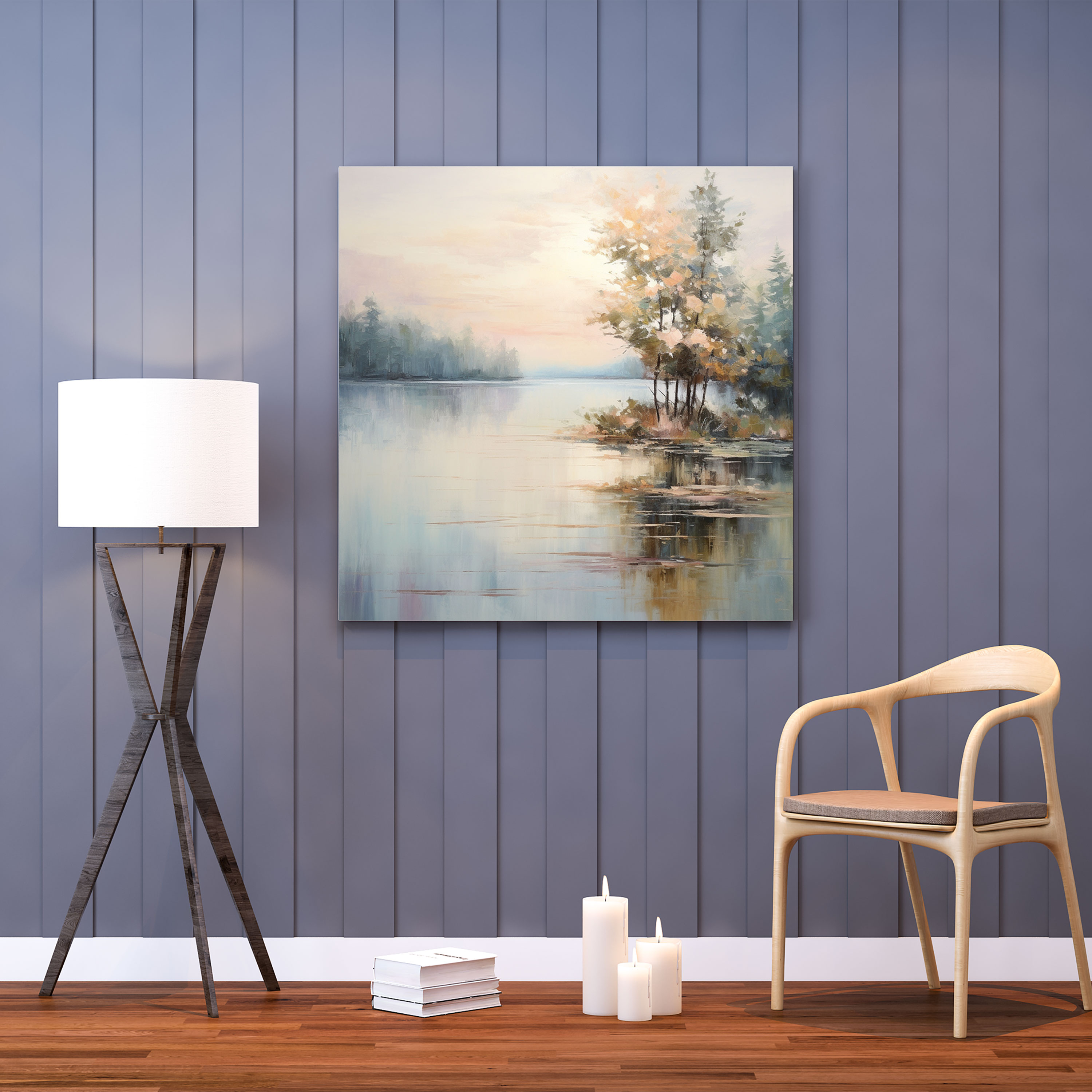 Spiritual Wall Decoration - Impressionist Lakeside Canvas Print - Spiritual, Spiritual, Home Decoration, Wall Art