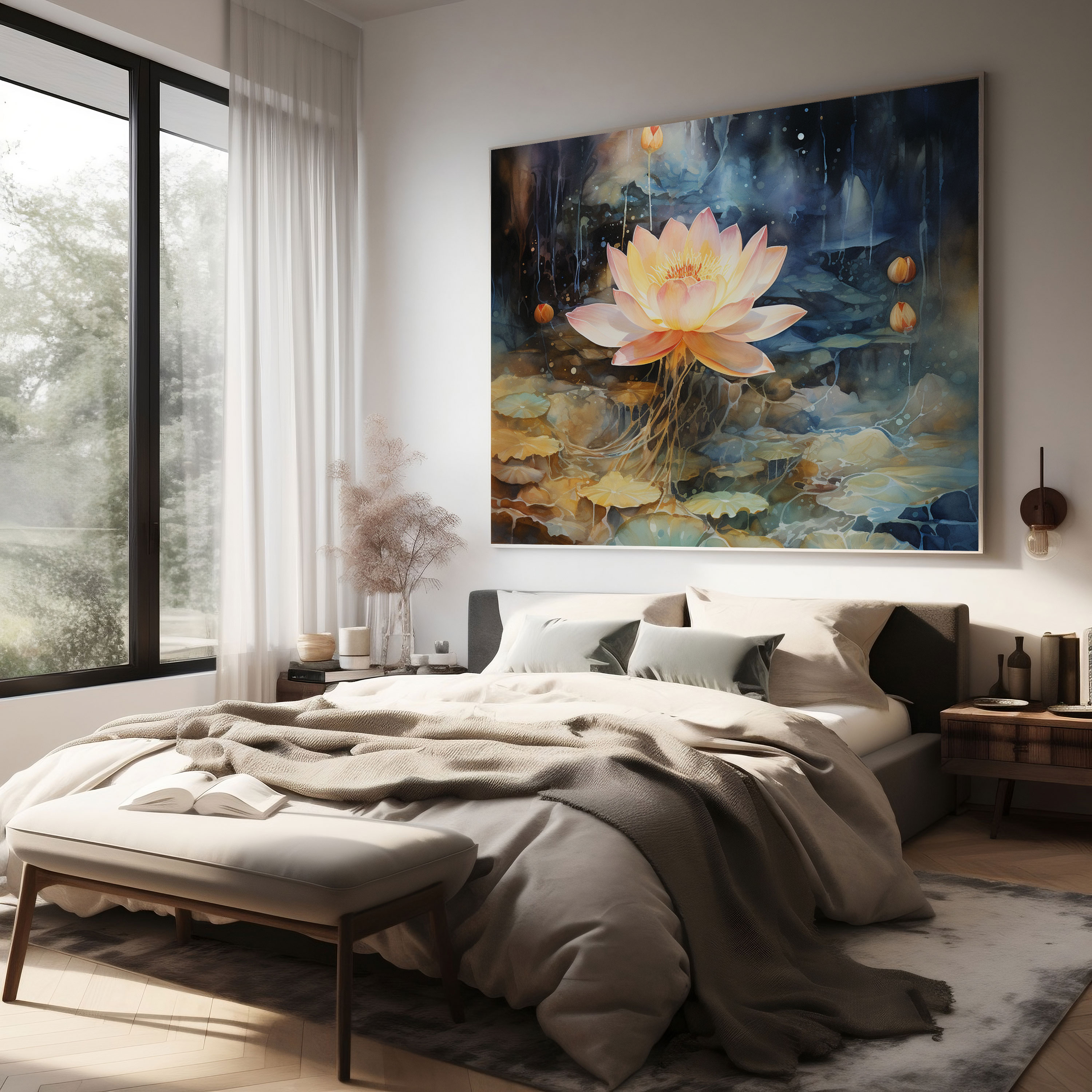 Lotus Çiçeği Kanvas Tablo - Ruhsal Duvar Sanatı