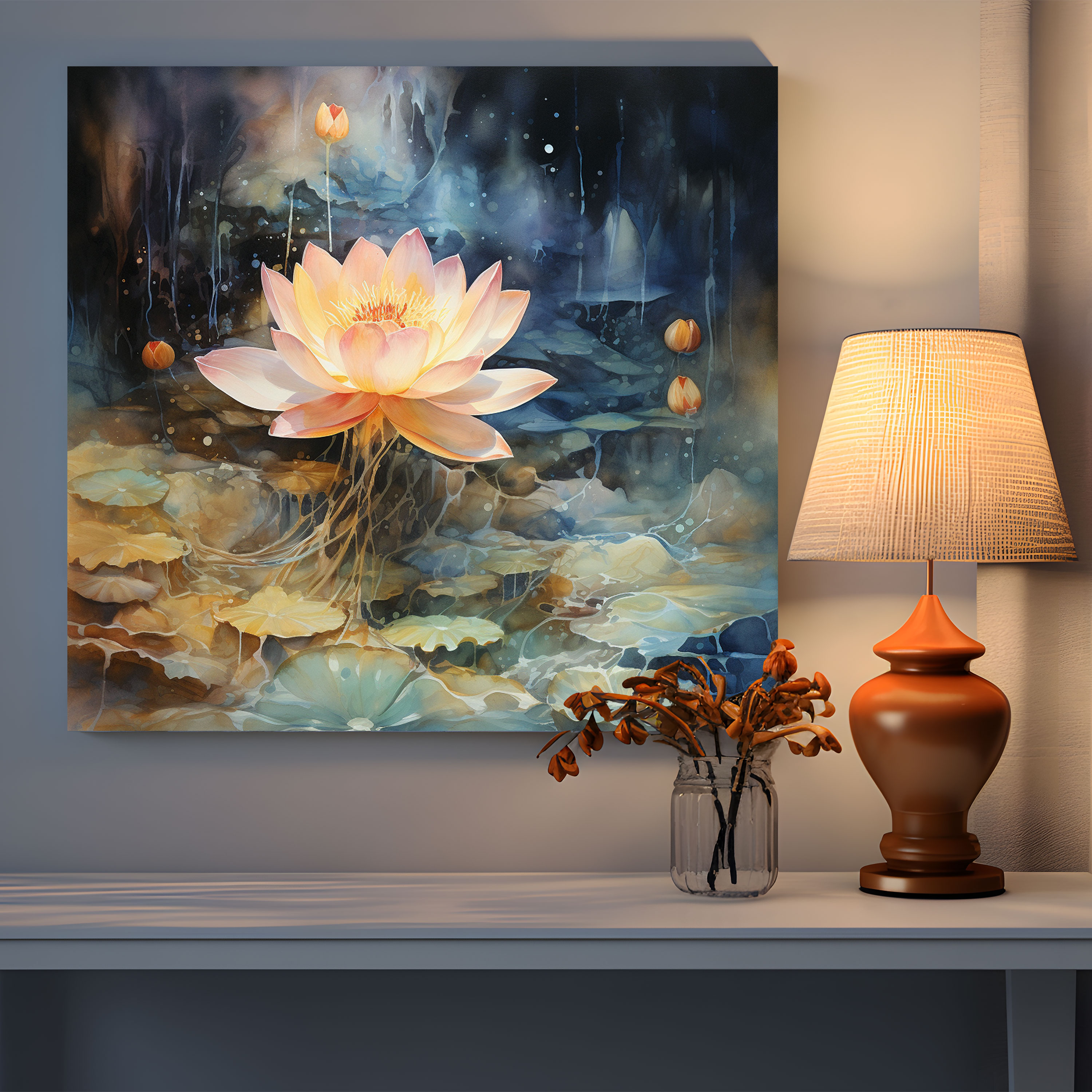 Lotus Çiçeği Kanvas Tablo - Ruhsal Duvar Sanatı