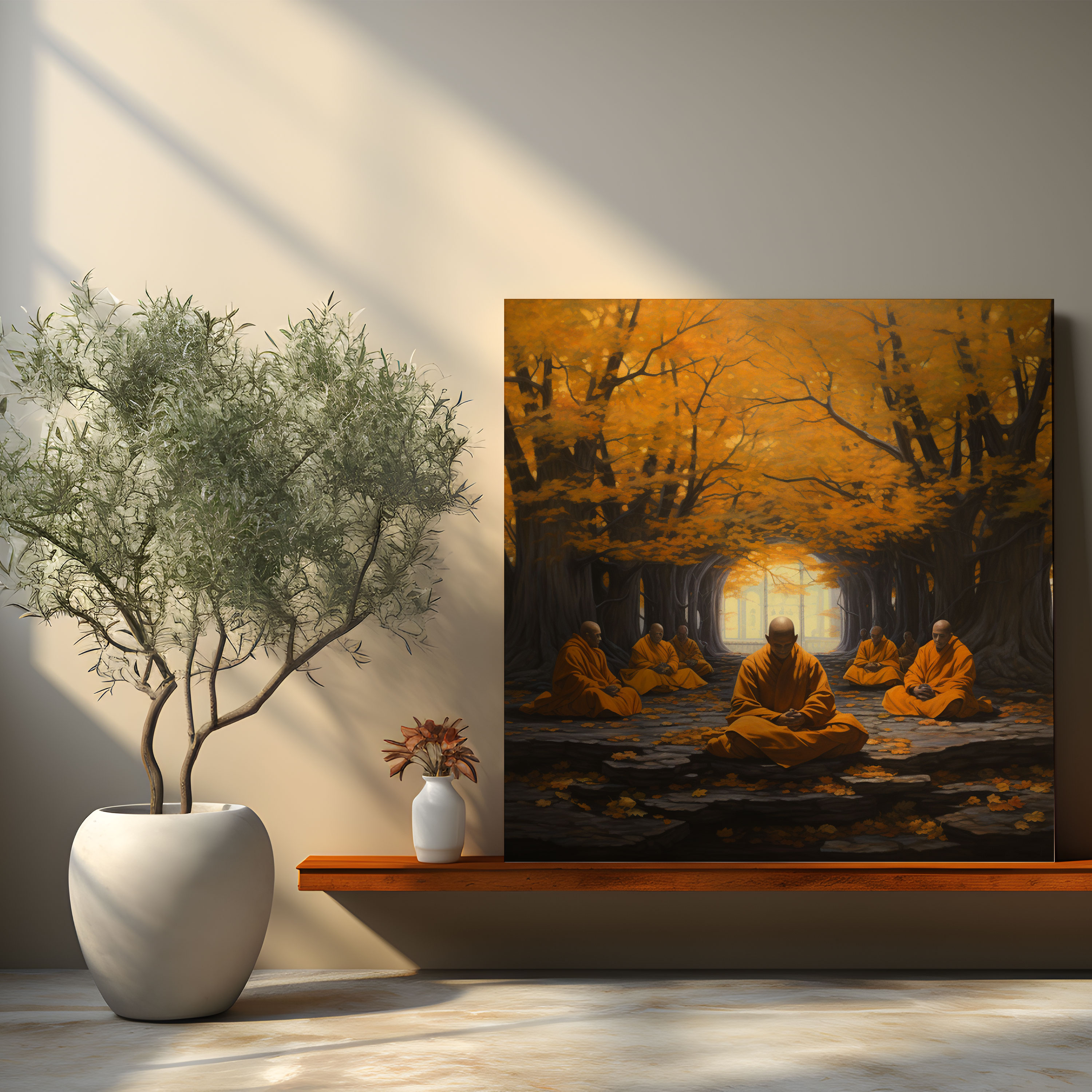 Enlightened Monks Wall Art - Spiritual, Wall Decoration, Oil Painting, Canvas Wall Art