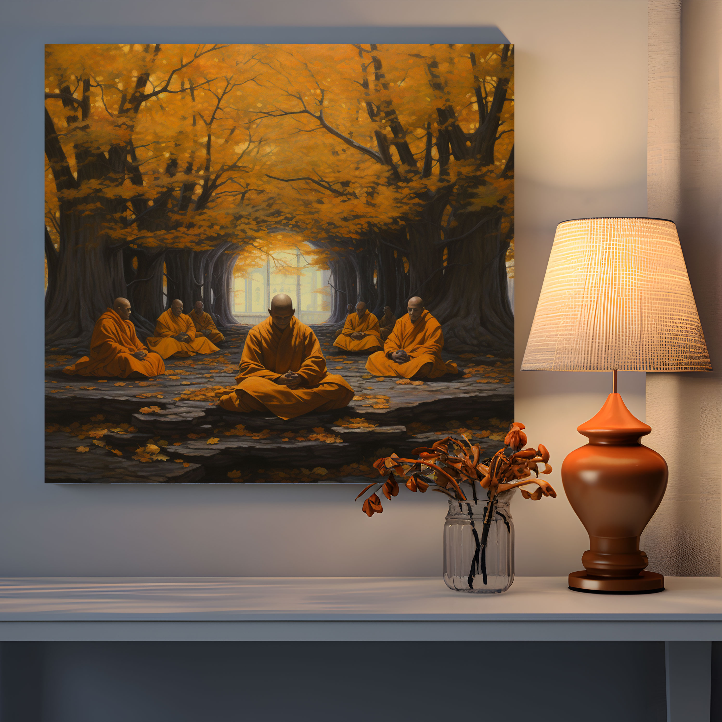 Enlightened Monks Wall Art - Spiritual, Wall Decoration, Oil Painting, Canvas Wall Art