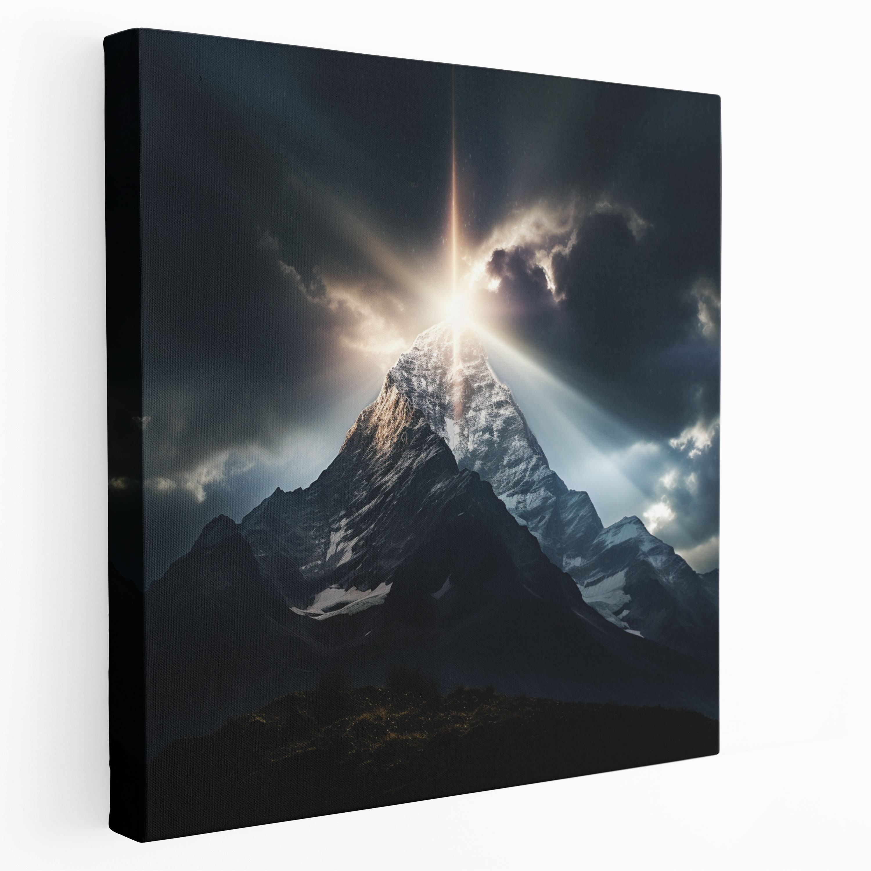 Heavenly Mountain Canvas Print - Spiritual, Canvas Wall Art, Majestic Mountain Peak, Canvas