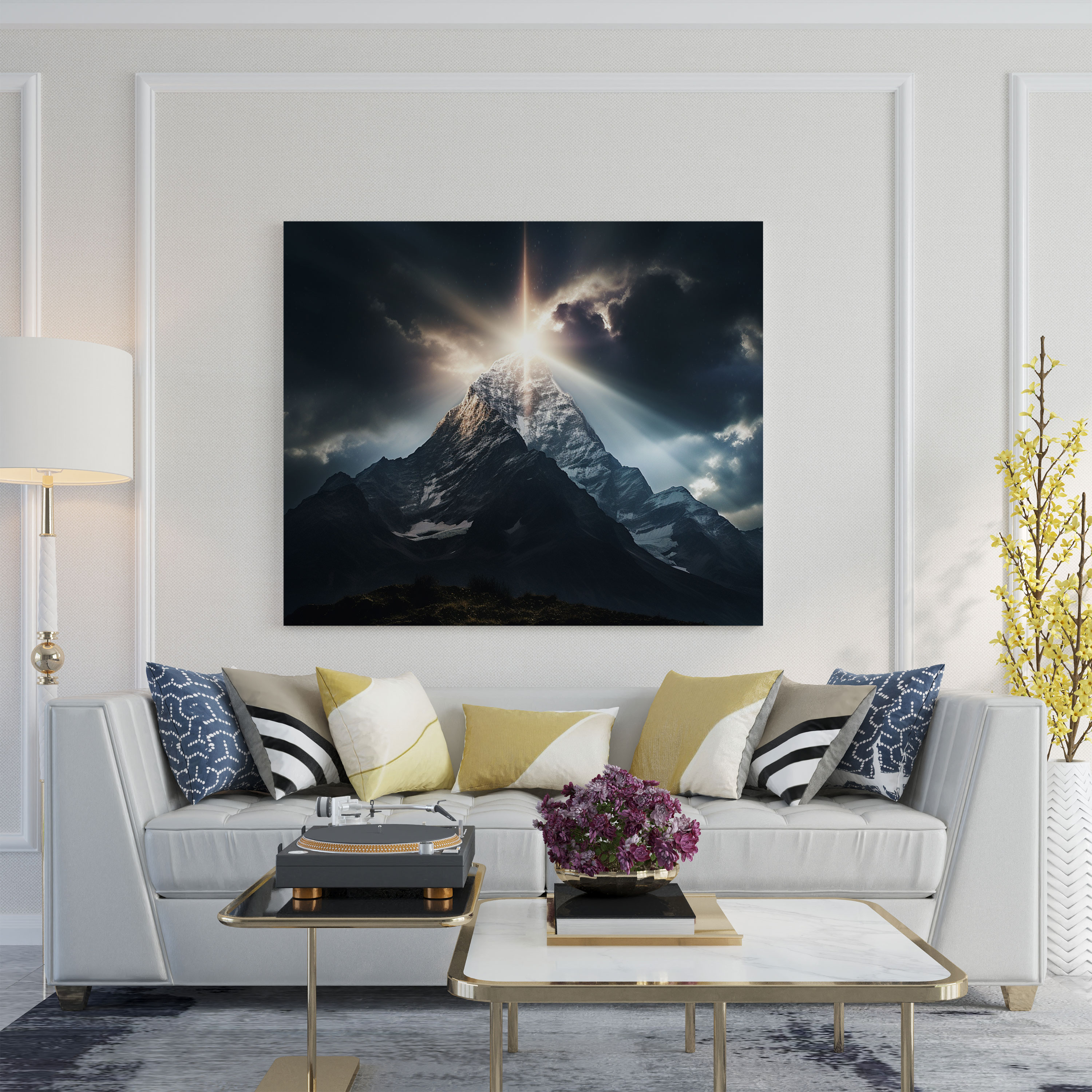 Heavenly Mountain Canvas Print - Spiritual, Canvas Wall Art, Majestic Mountain Peak, Canvas