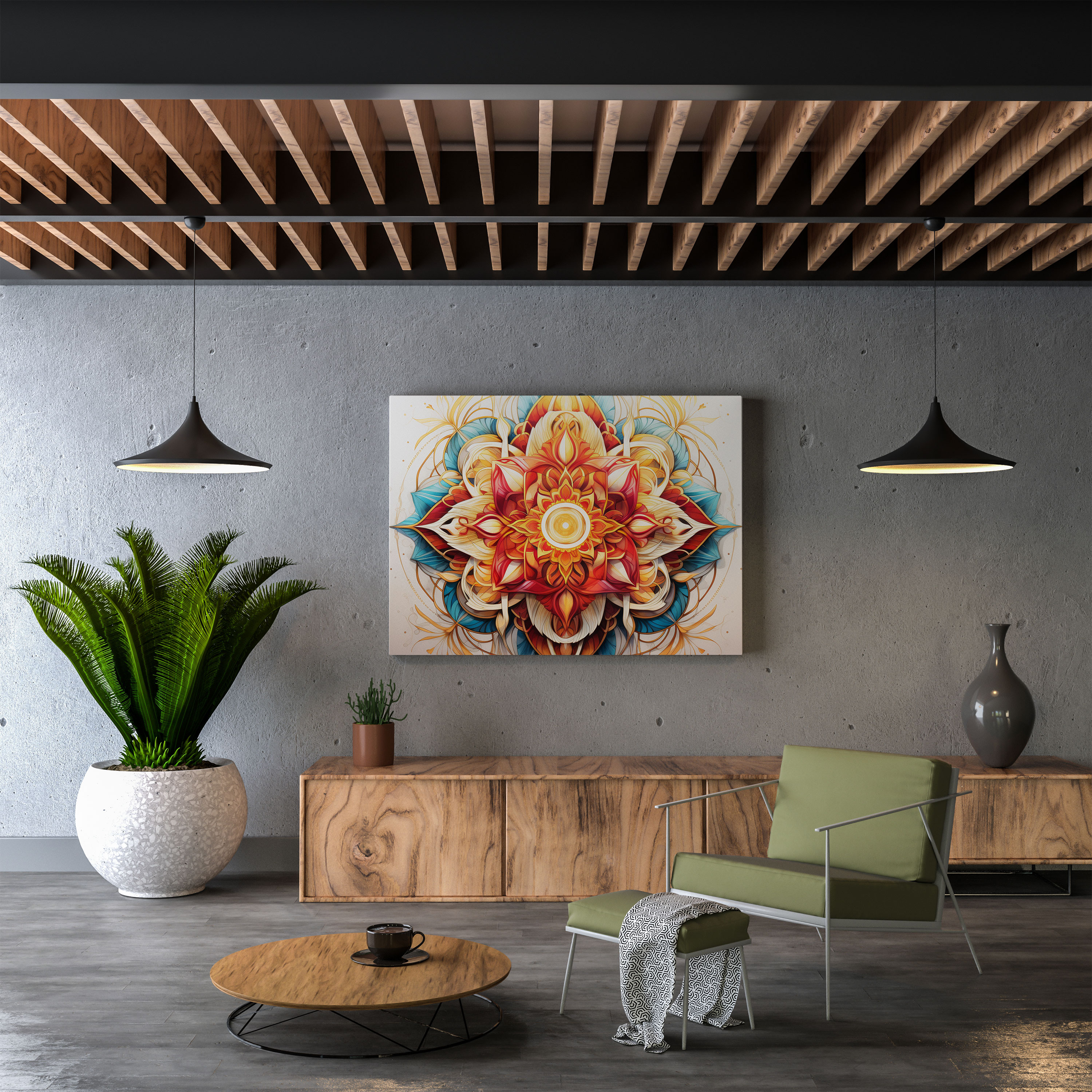 Spiritual Wall Art - Mandala Symmetrical Design Canvas Print - Spiritual, Mandala, Canvas Print, Wall Art