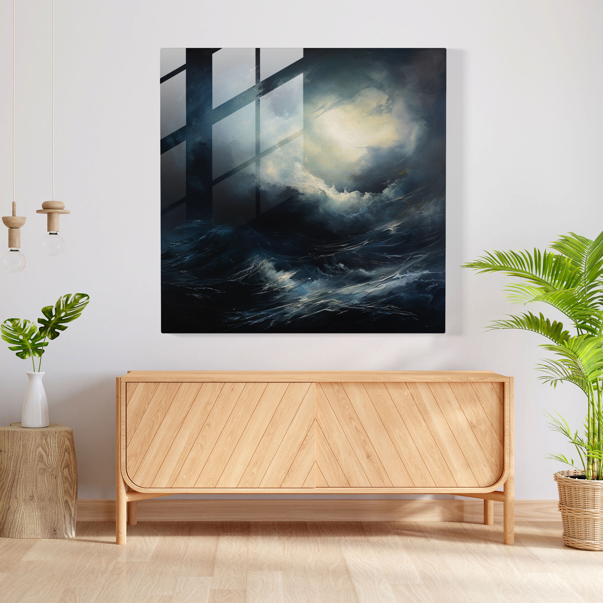 Stormy Sea Glass Print - Storm, Clouds, Glass Print, Home Decoration