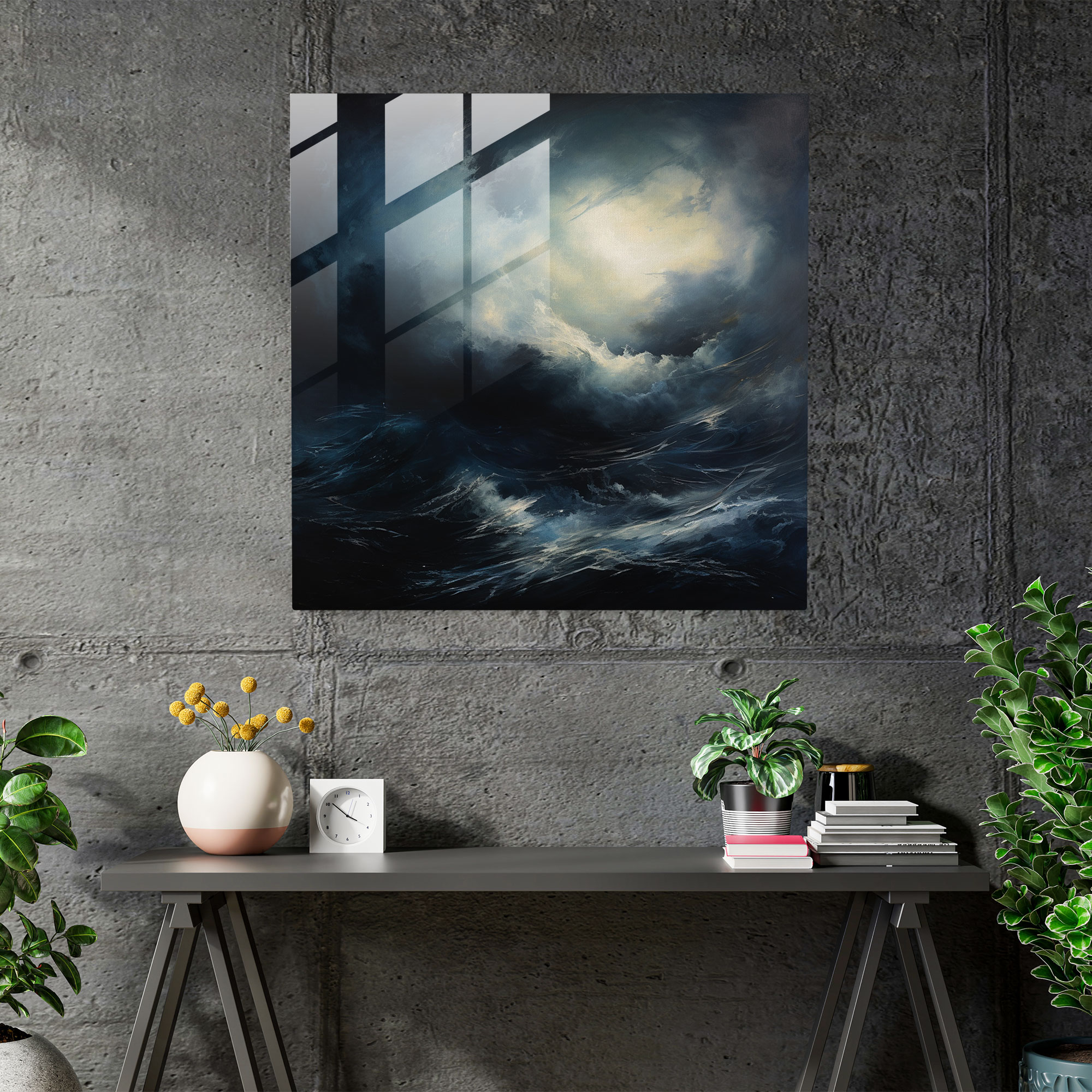 Stormy Sea Glass Print - Storm, Clouds, Glass Print, Home Decoration