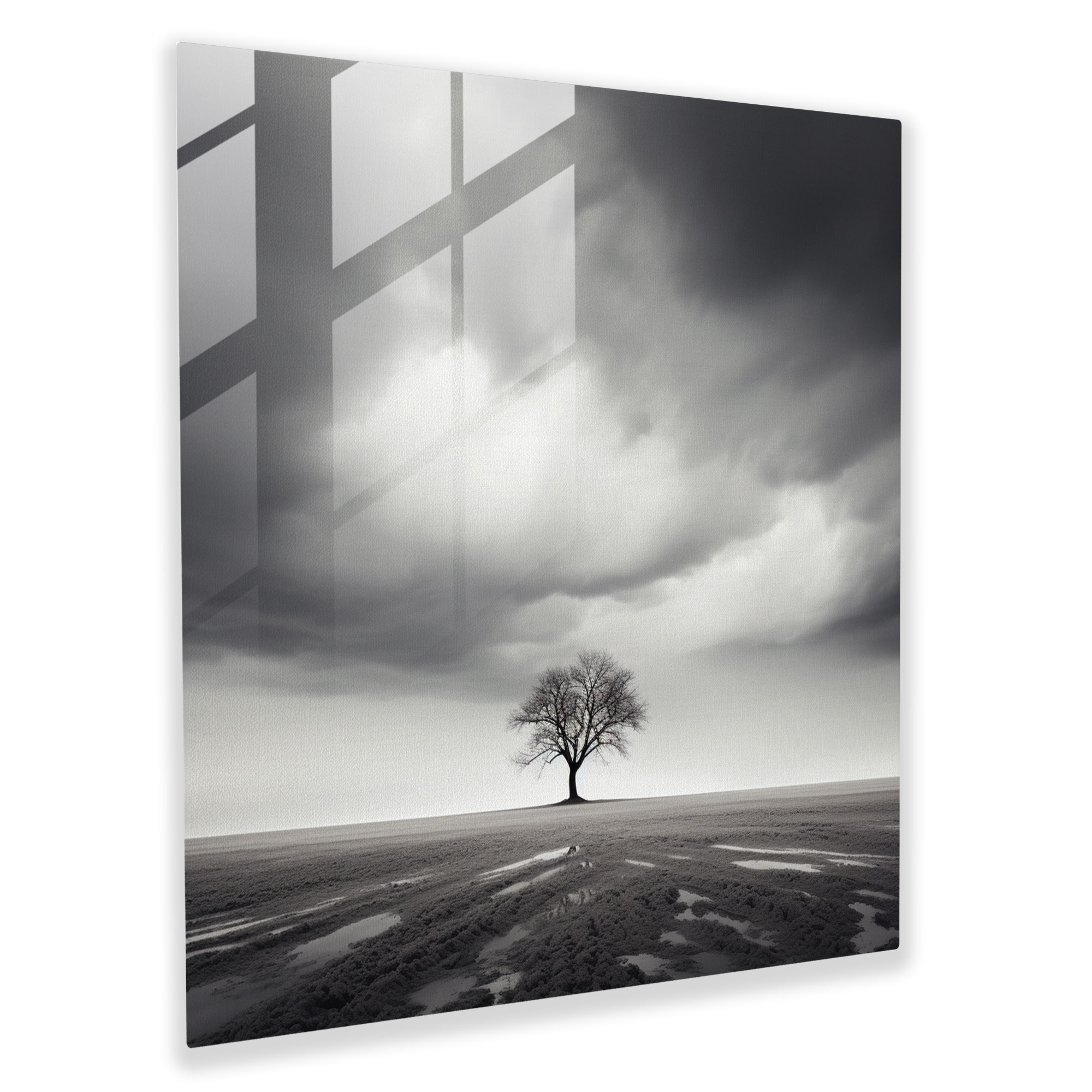 Stormy Tree Glass Print - Storm, Glass Wall Art, Modern Art, Minimalist