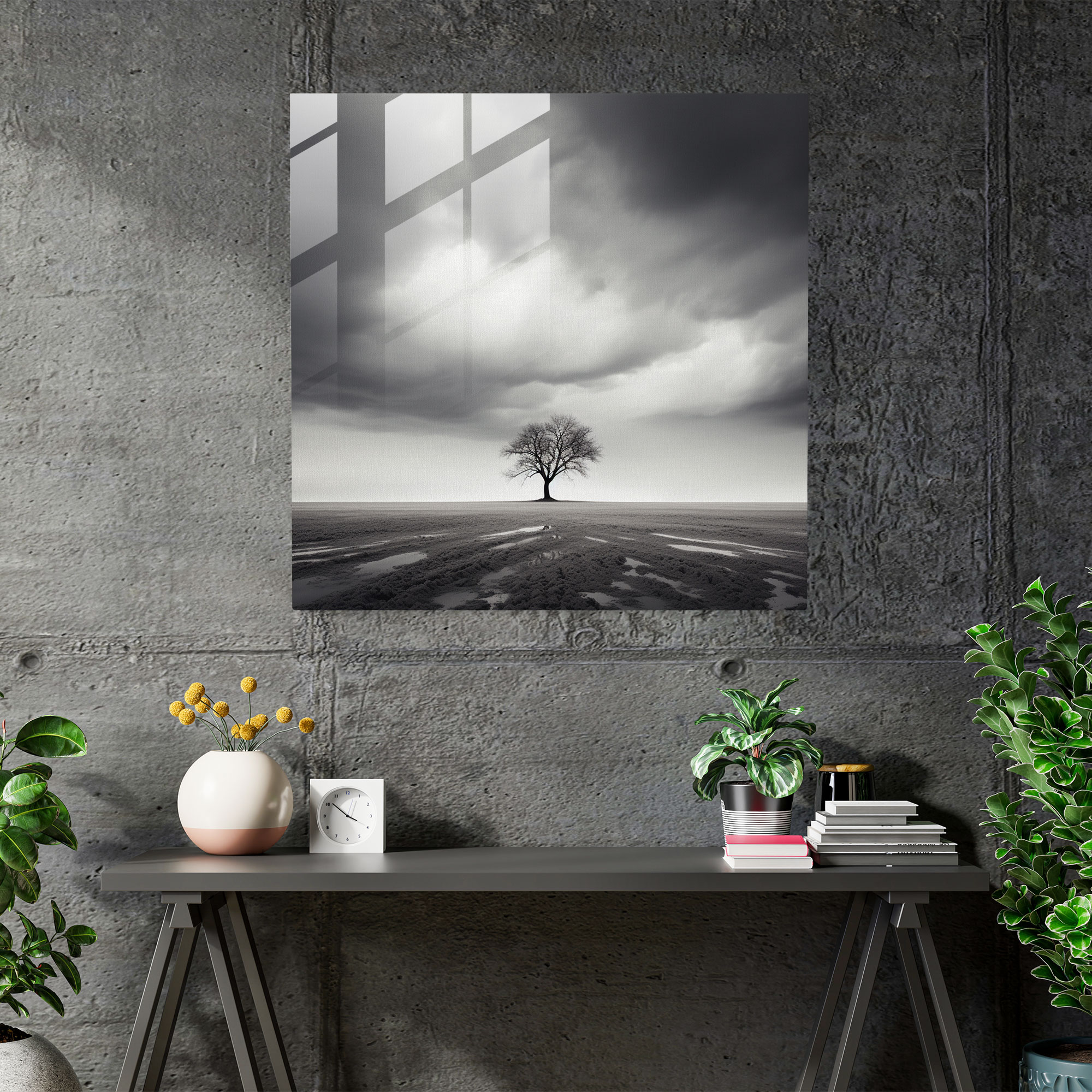 Stormy Tree Glass Print - Storm, Glass Wall Art, Modern Art, Minimalist