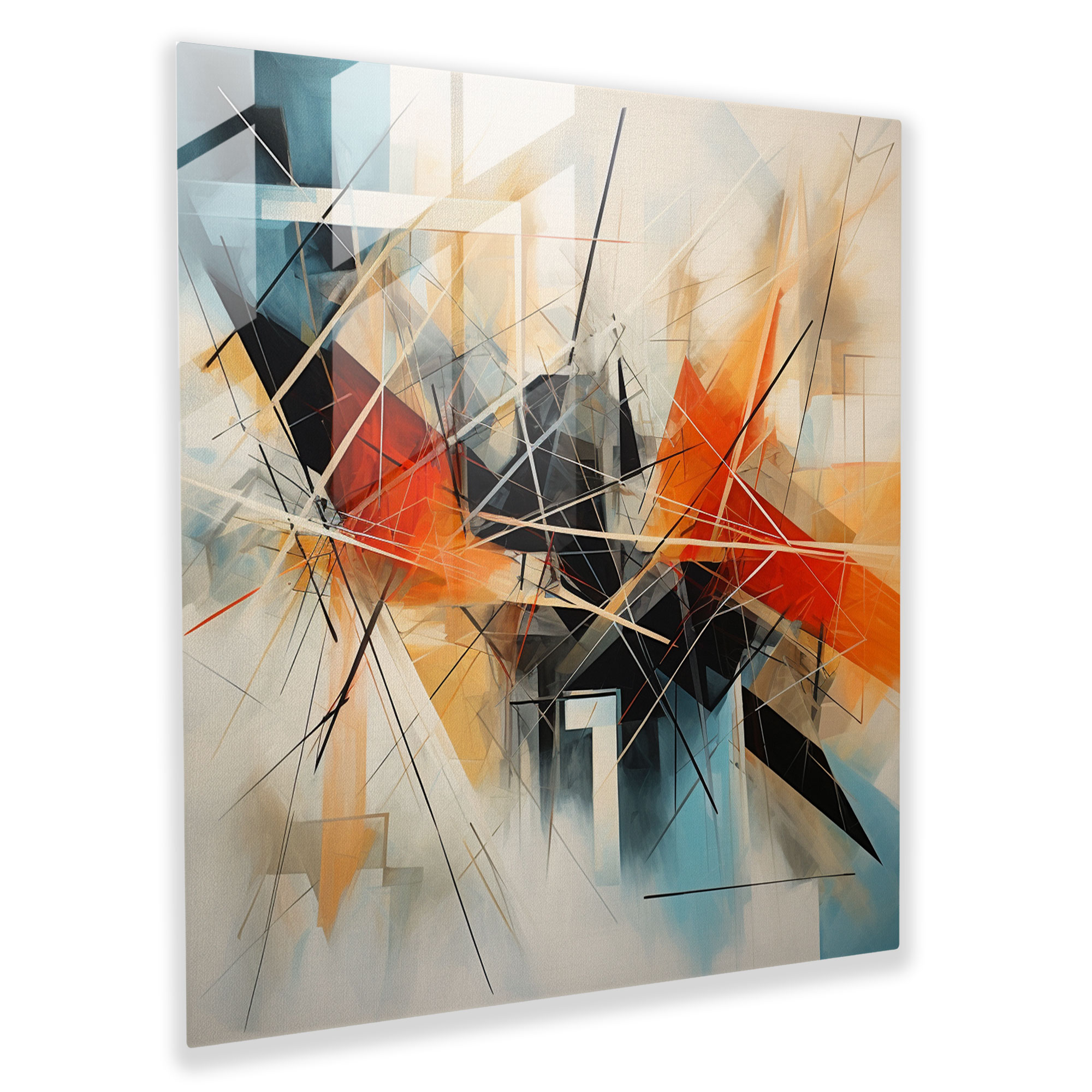 Geometric Storm Glass Print - Storm, Intersecting Lines, Wall Decoration, Glass Print