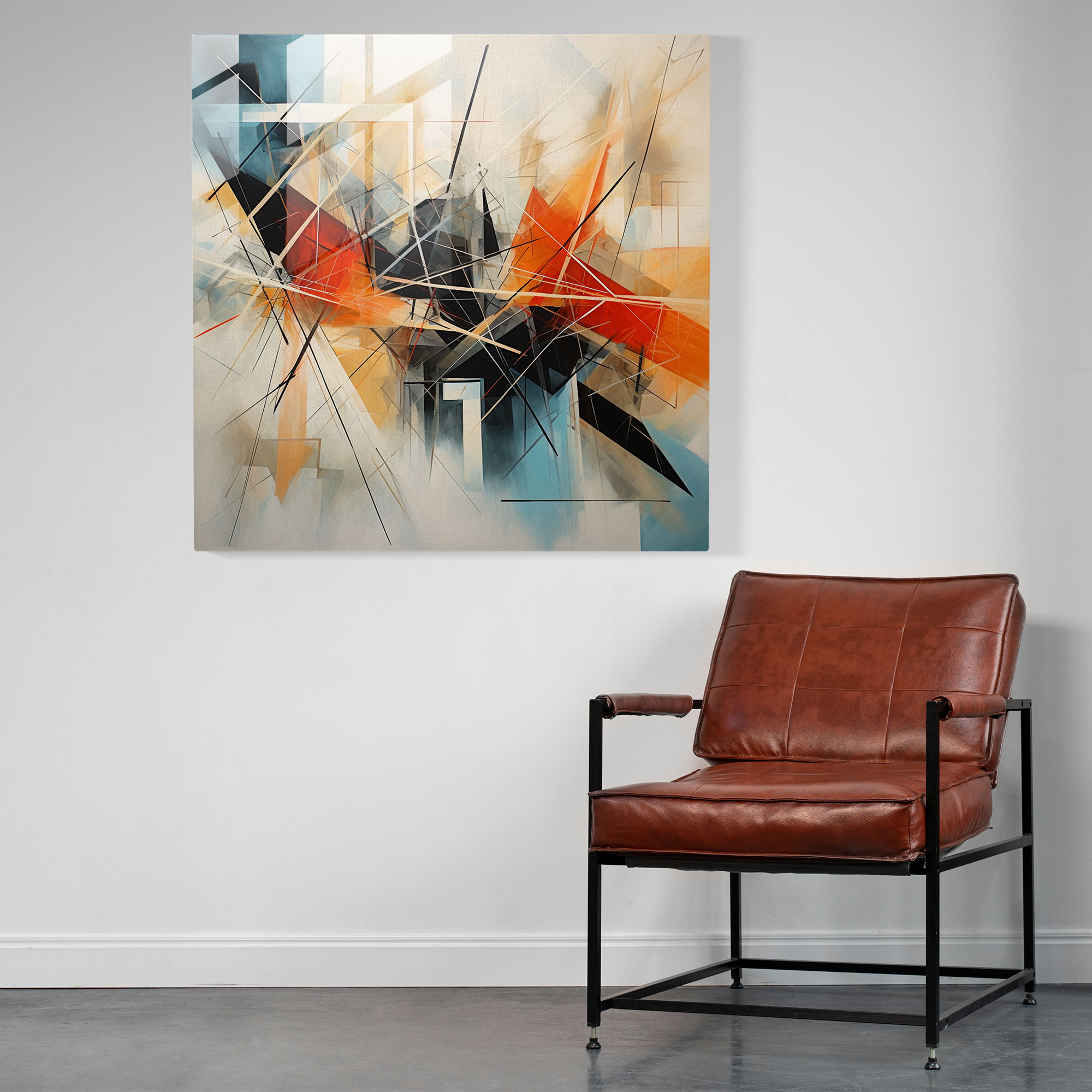 Geometric Storm Glass Print - Storm, Intersecting Lines, Wall Decoration, Glass Print