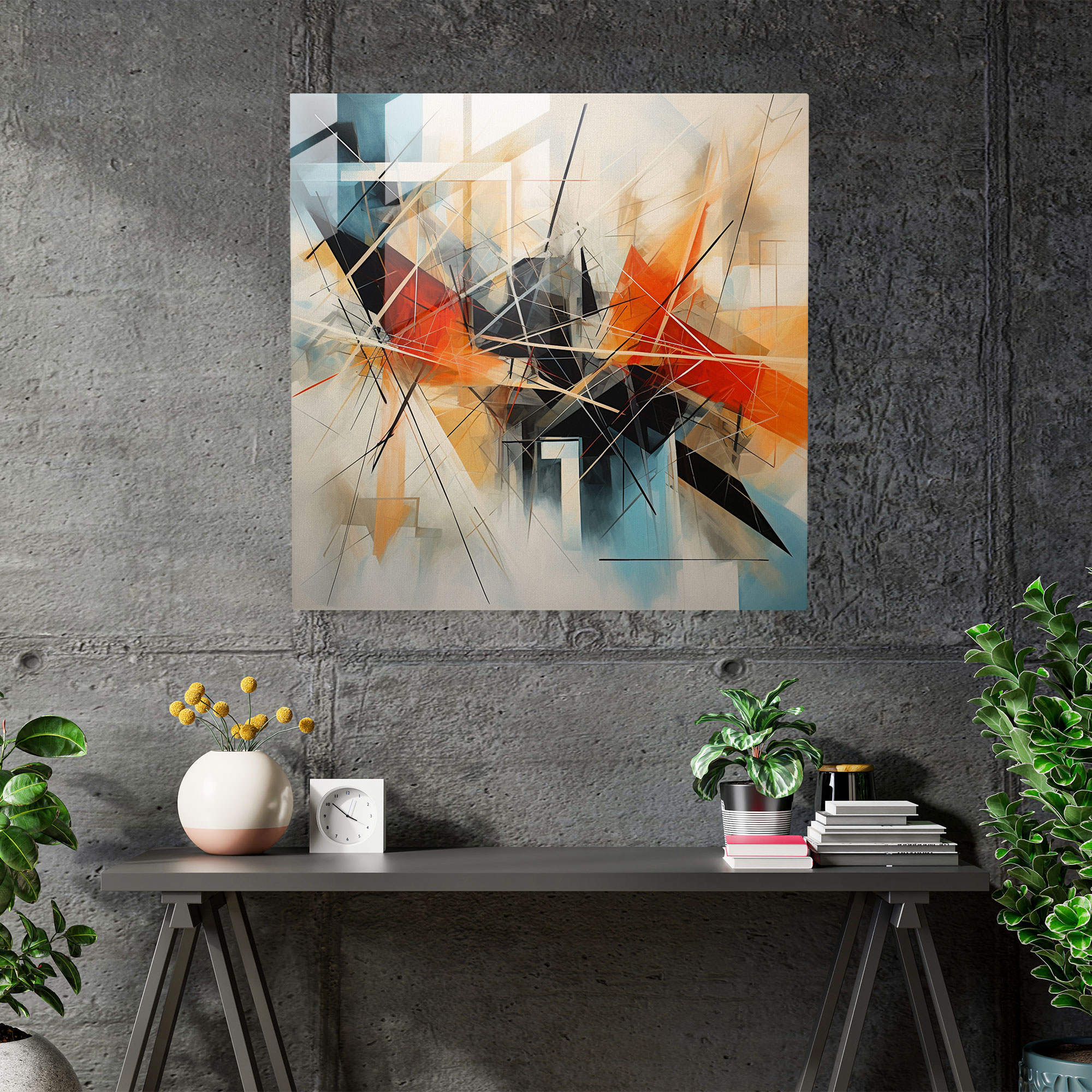 Geometric Storm Glass Print - Storm, Intersecting Lines, Wall Decoration, Glass Print