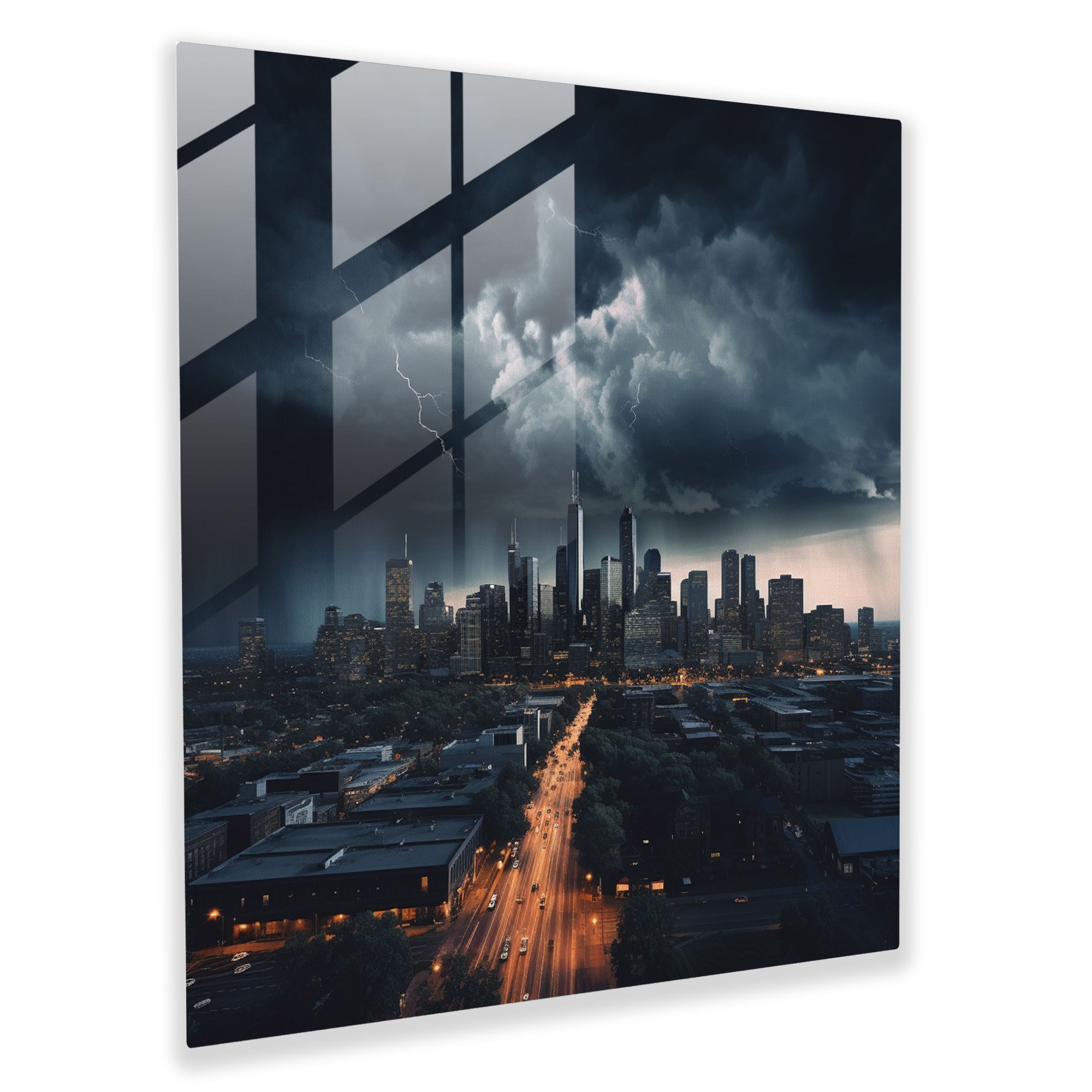 Dark Skyline Storm Glass Print - Storm, Storm, Glass Print, Glass Art