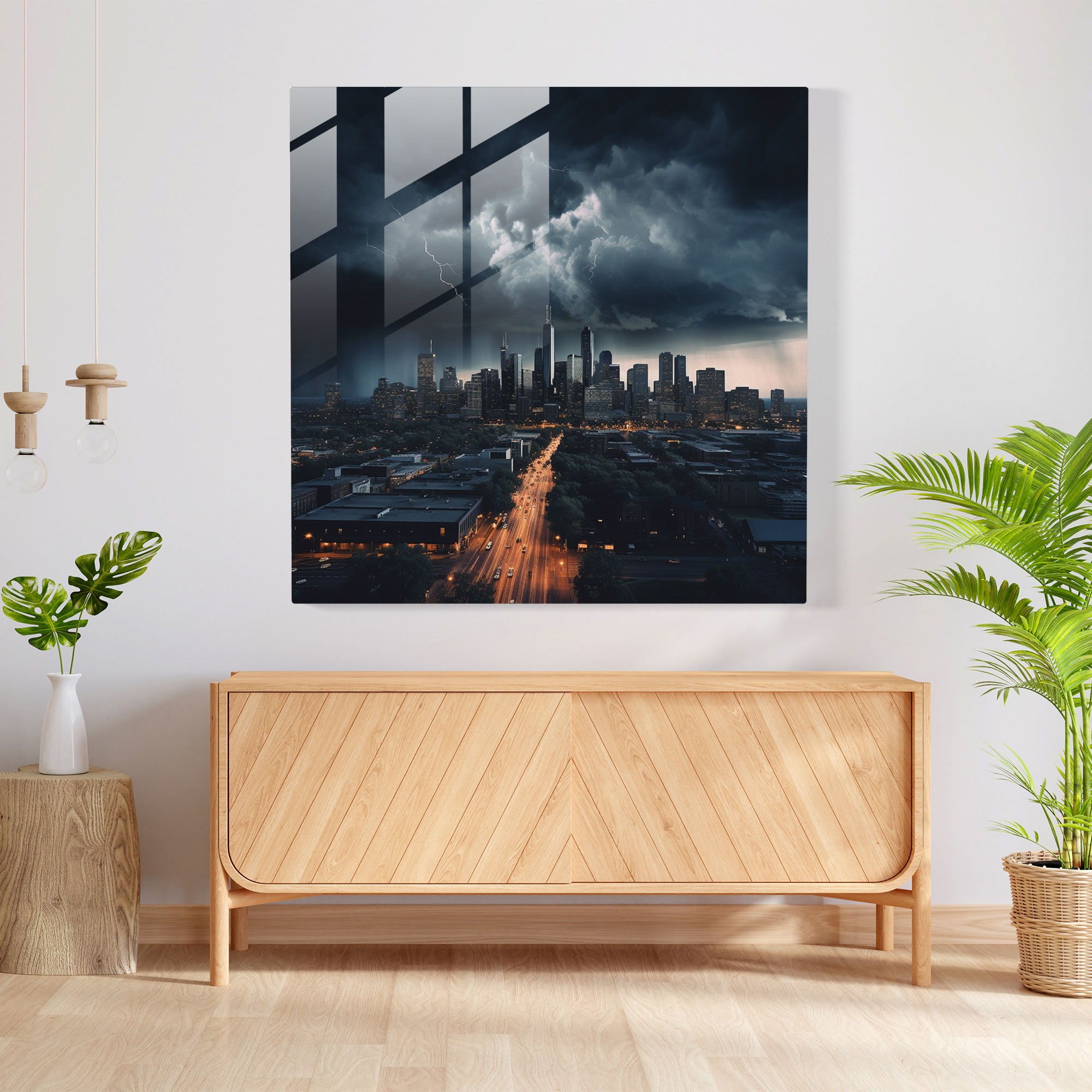 Dark Skyline Storm Glass Print - Storm, Storm, Glass Print, Glass Art