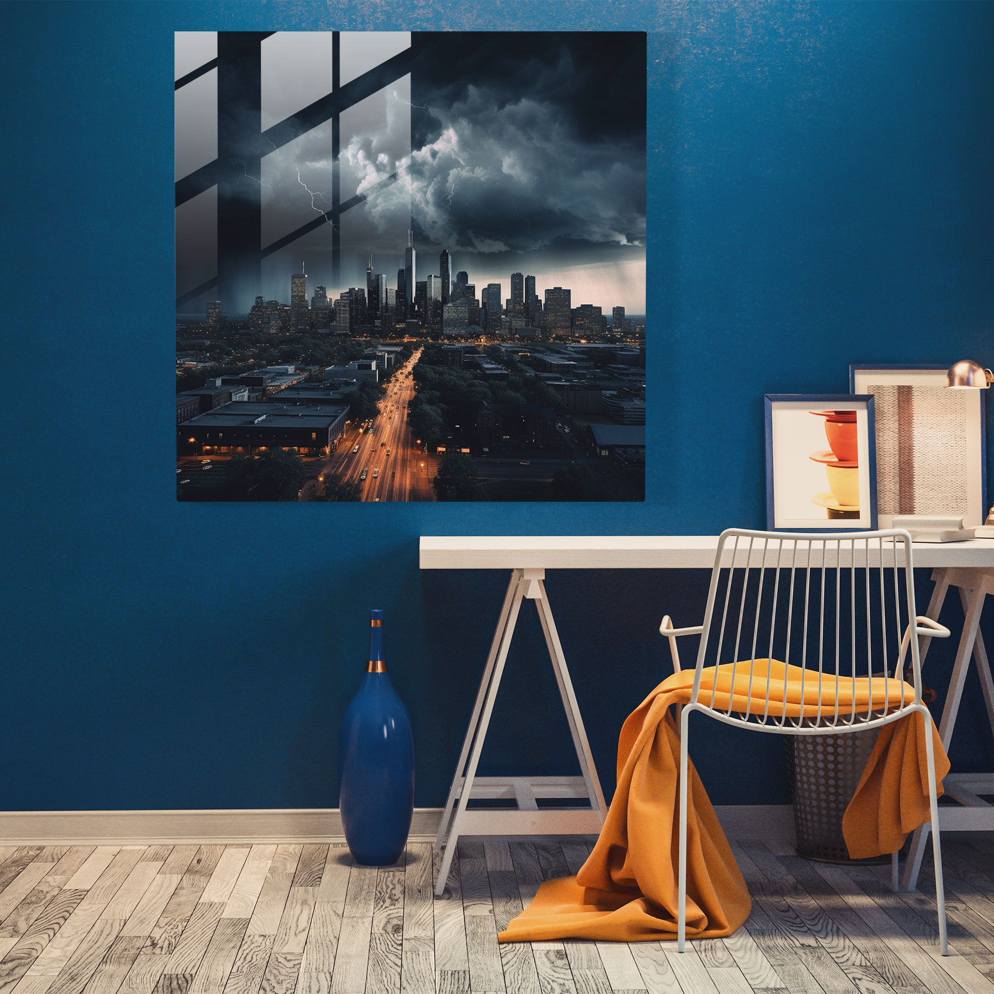 Dark Skyline Storm Glass Print - Storm, Storm, Glass Print, Glass Art