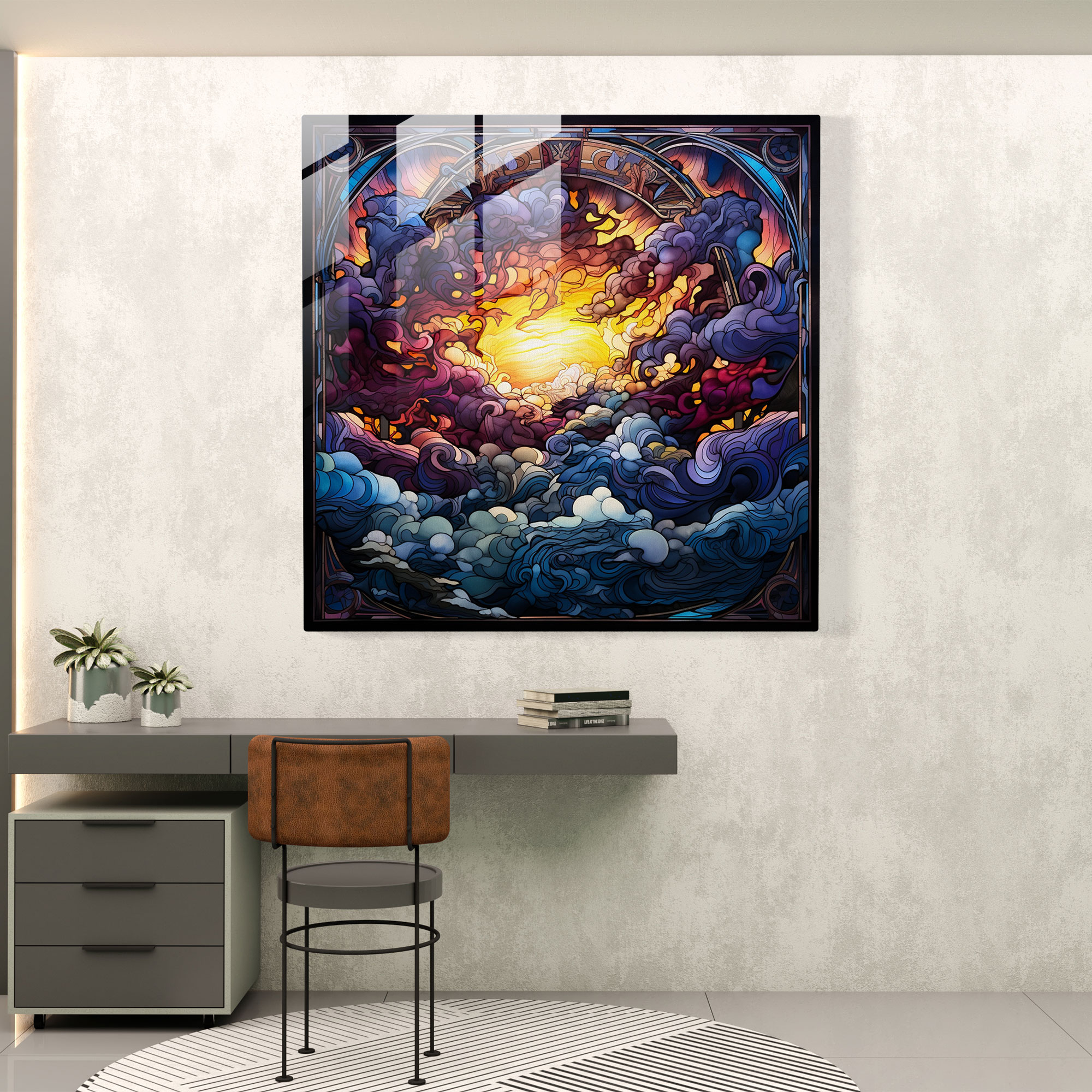 Majestic Tempest - Glass Wall Art - Storm, Wall Decoration, Storm Cloud, Stained Glass Design