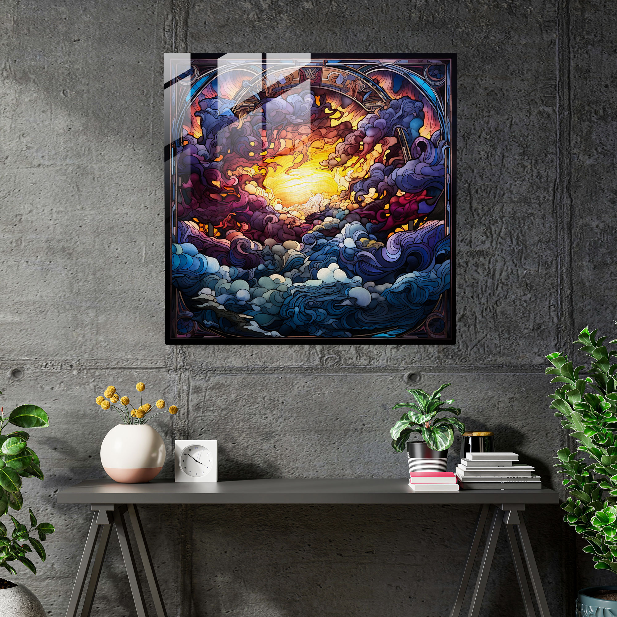 Majestic Tempest - Glass Wall Art - Storm, Wall Decoration, Storm Cloud, Stained Glass Design