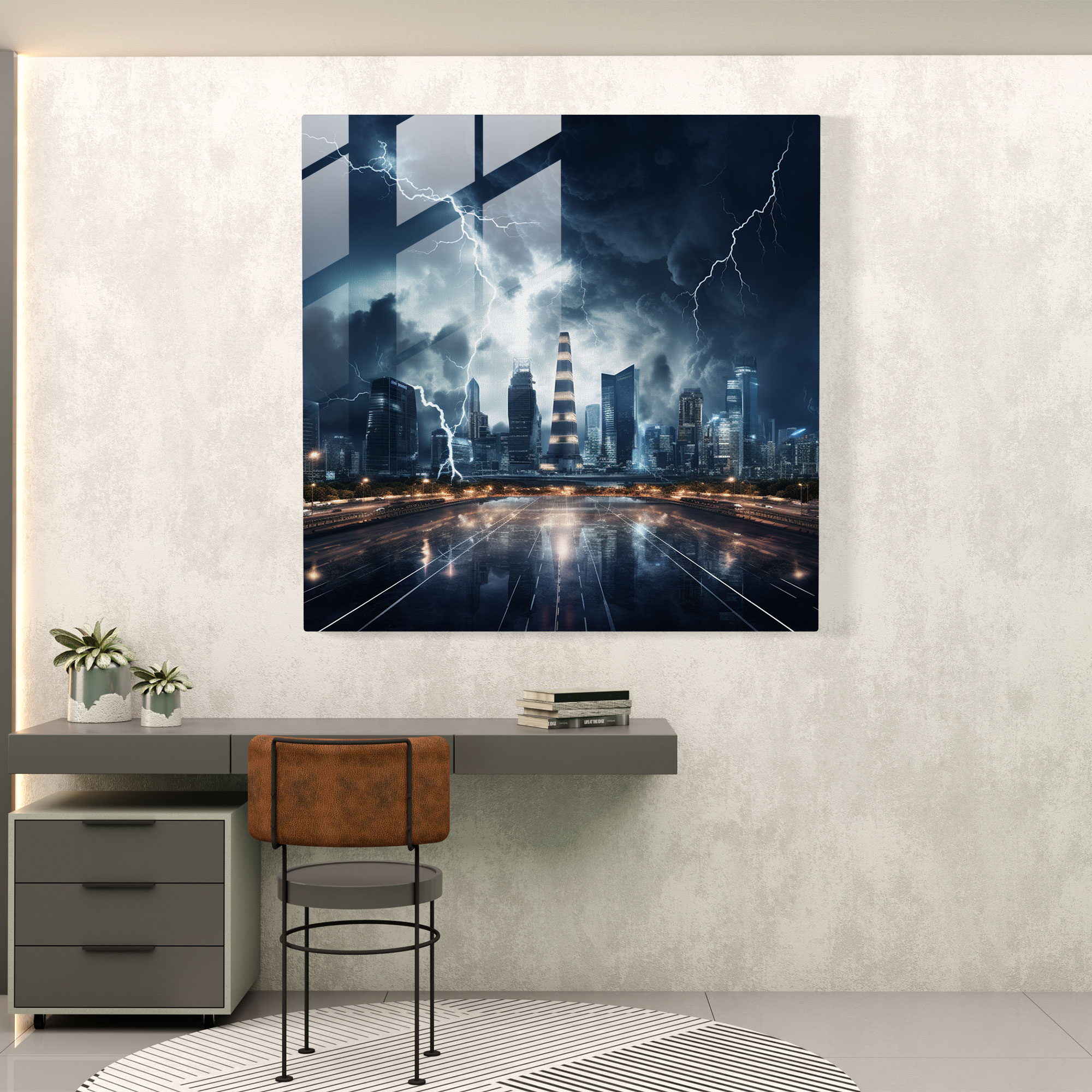 City Storm Glass Print - Storm, Glass Wall Art, Wall Decoration, Urban