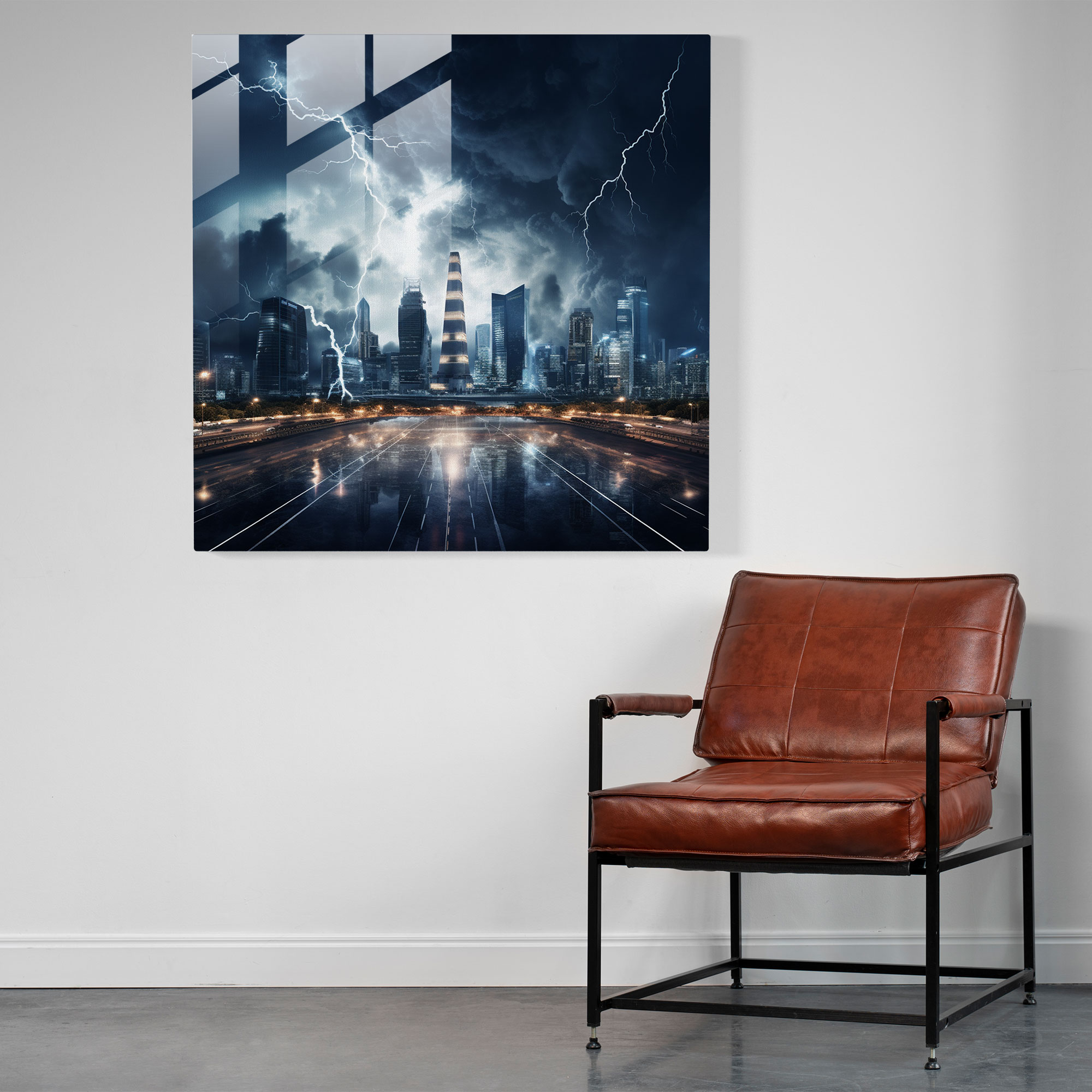 City Storm Glass Print - Storm, Glass Wall Art, Wall Decoration, Urban