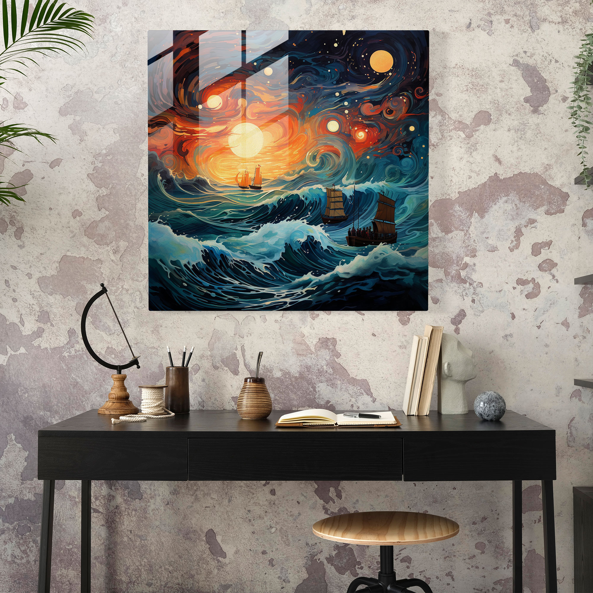 Dreamstorm Glass Print - Storm, Swirling Waves, Dream-Like Imagery, Modern Art