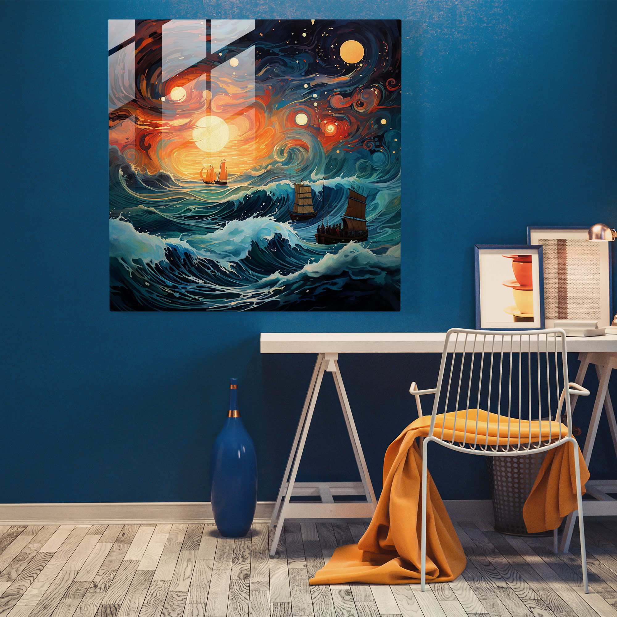 Dreamstorm Glass Print - Storm, Swirling Waves, Dream-Like Imagery, Modern Art