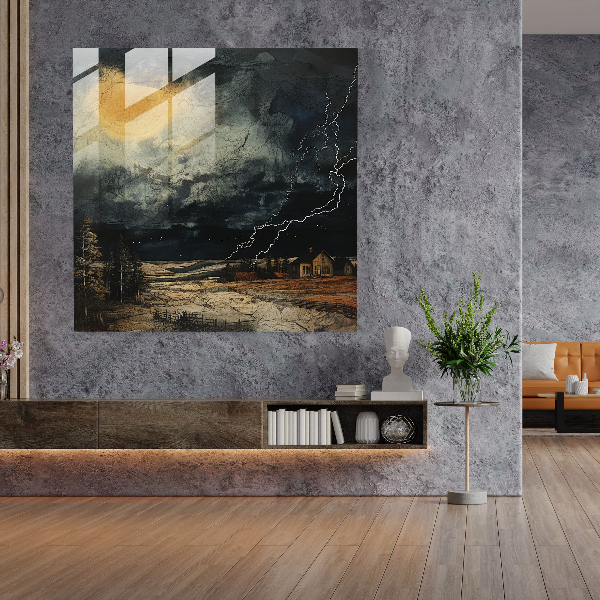 Mixed Stormscape Glass Print - Storm, Glass Wall Art, Modern Art, Glass Print