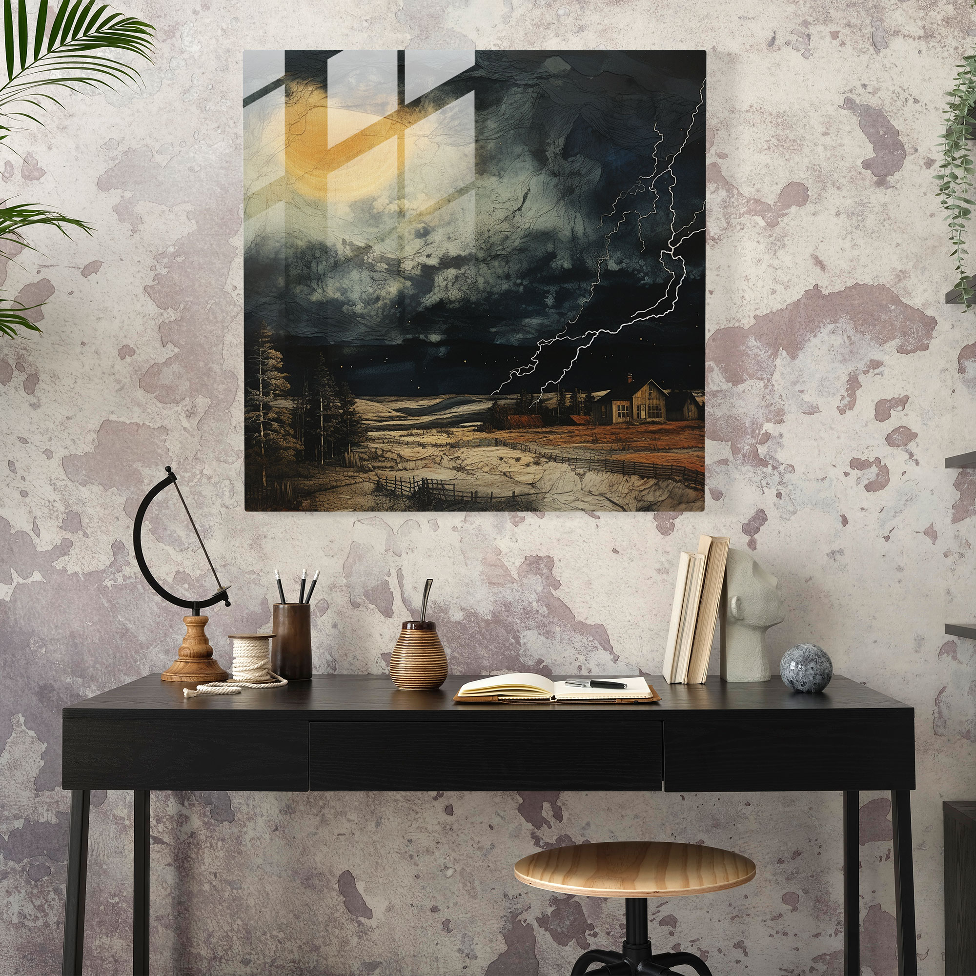 Mixed Stormscape Glass Print - Storm, Glass Wall Art, Modern Art, Glass Print