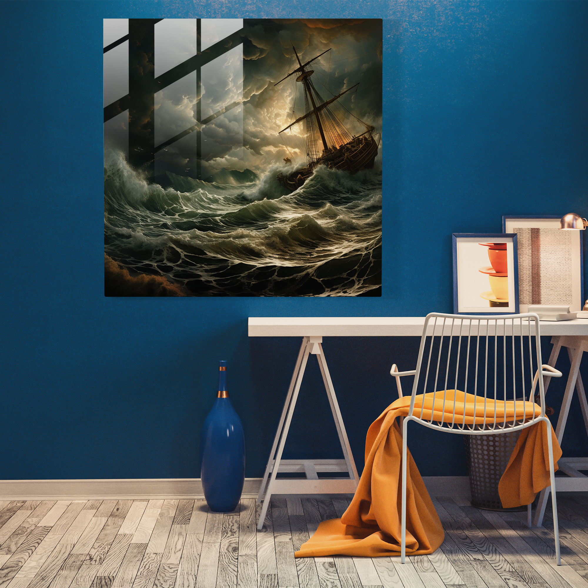 Impending Storm Glass Print - Storm, Home Decoration, Storm At Sea, Impending Danger